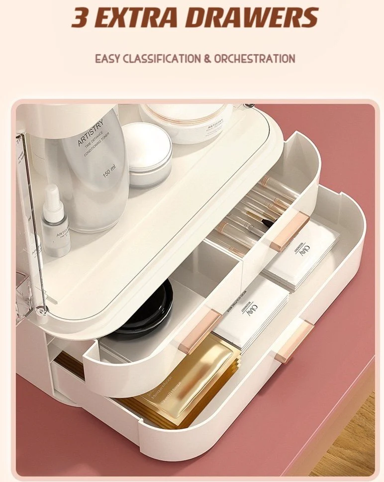 All-in-one Organizer with Led Mirror for Makeup Skincare & Accessories - Image 5