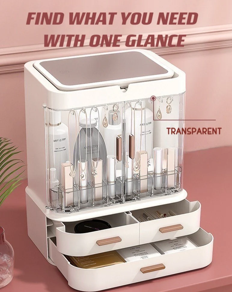 All-in-one Organizer with Led Mirror for Makeup Skincare & Accessories - Image 6
