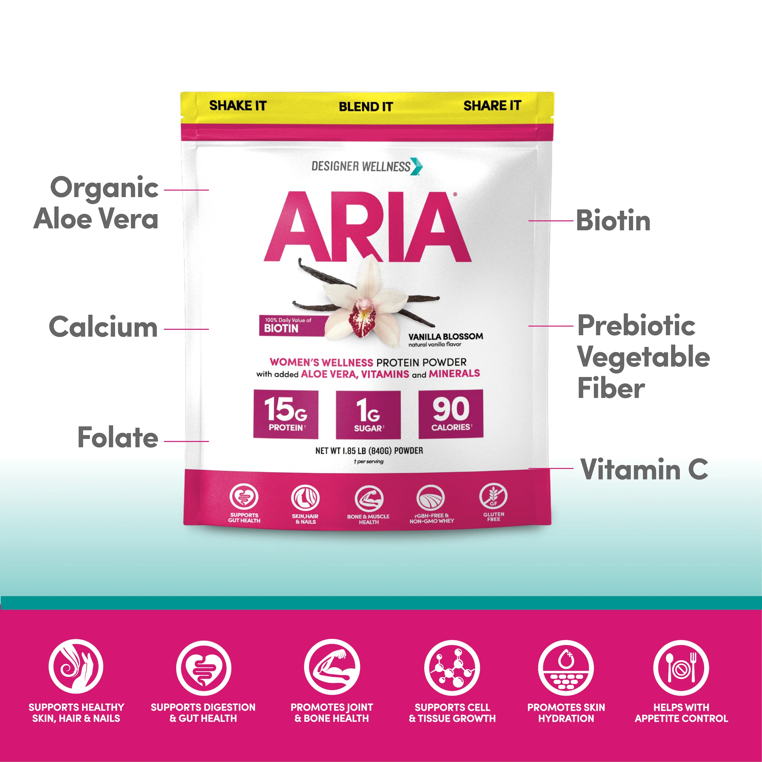 Aria: Women's Wellness Protein Powder 1.85 lb - Image 3