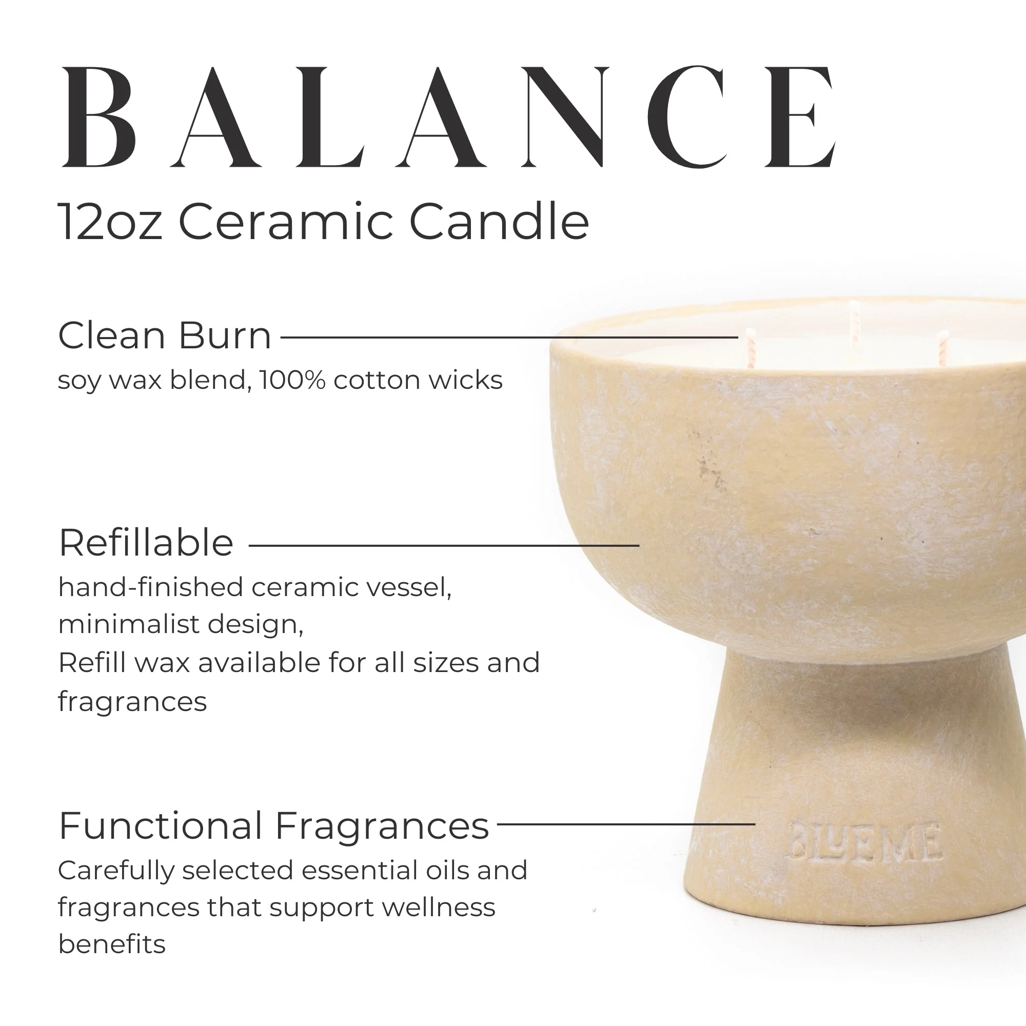 Balance - Ceramic Refillable Candle - White Lotus & Tea - Image 5