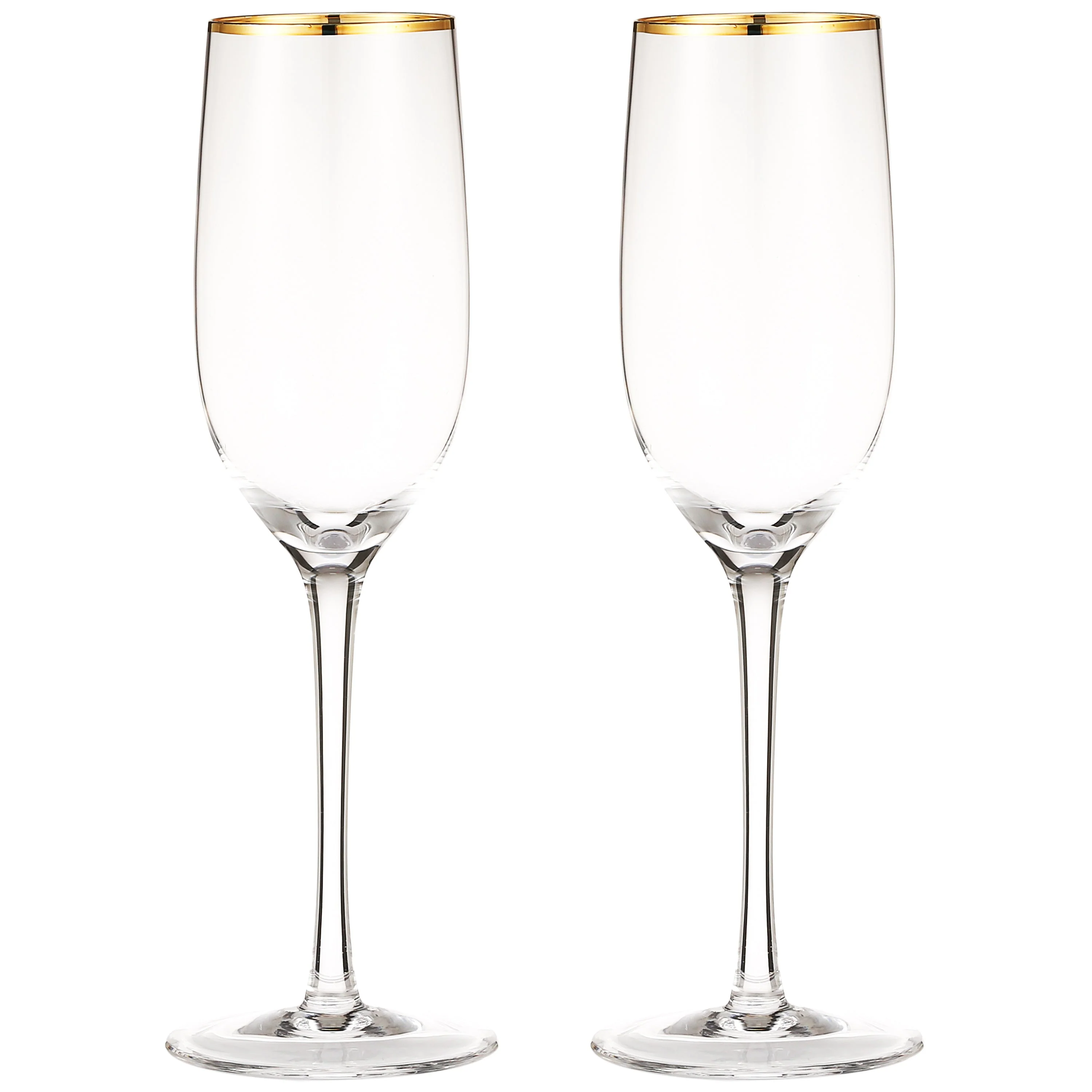 Berkware Crystal Champagne Flutes with Gold tone Rim