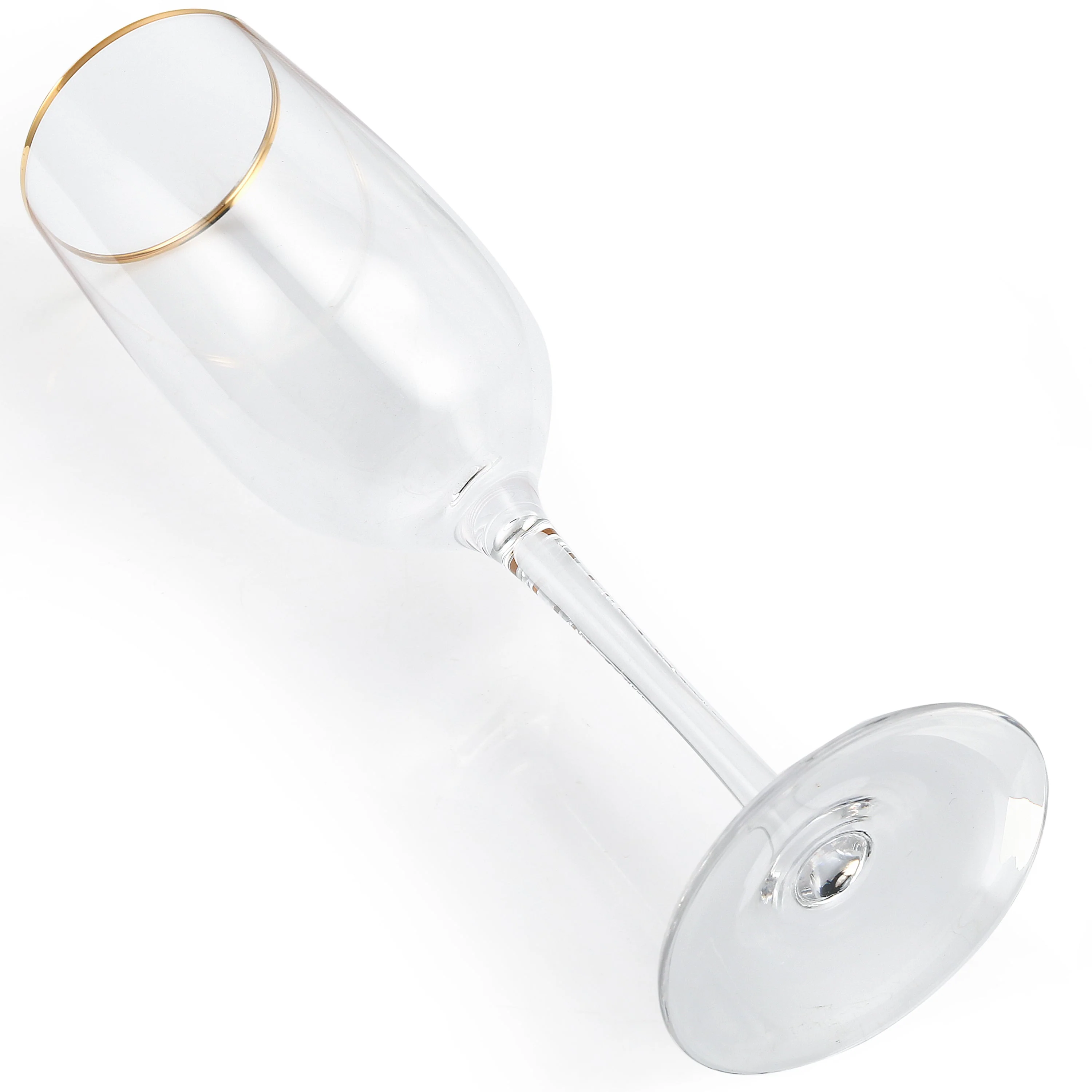 Berkware Crystal Champagne Flutes with Gold tone Rim - Set of 6 - Image 5
