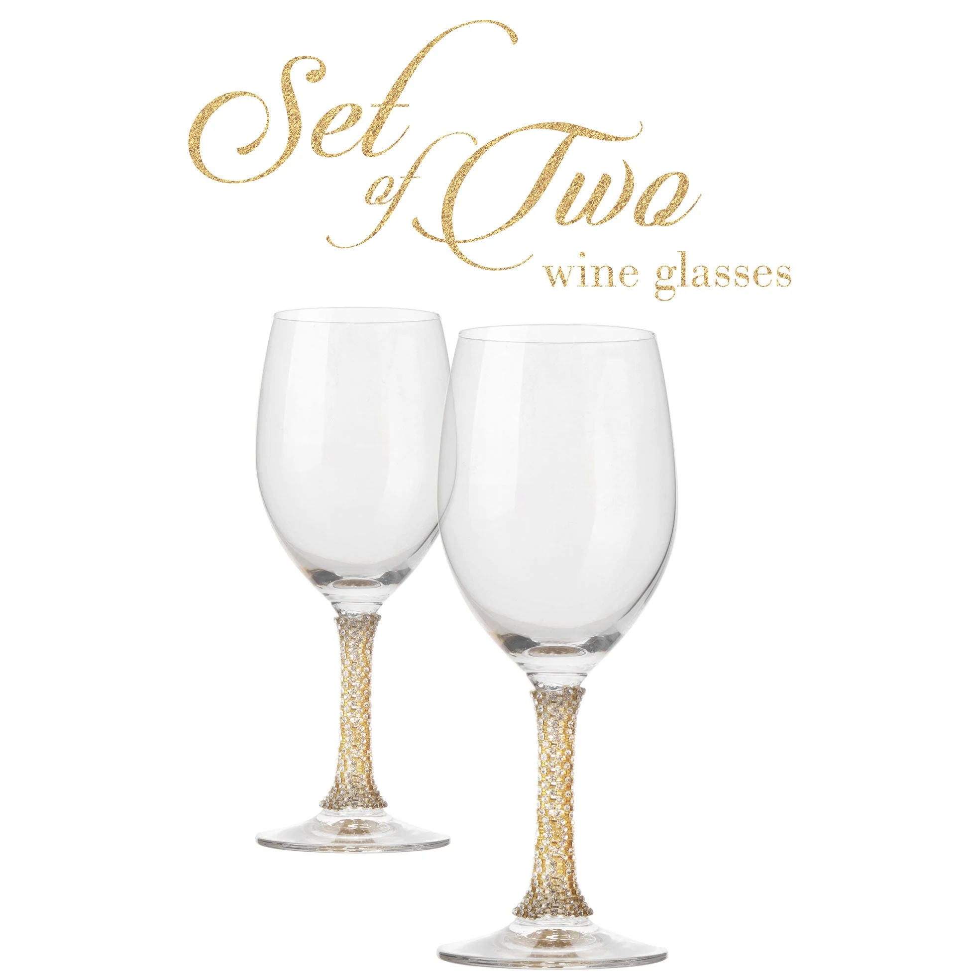Berkware Crystal Wine Glass with Gold Stem, Set of 2