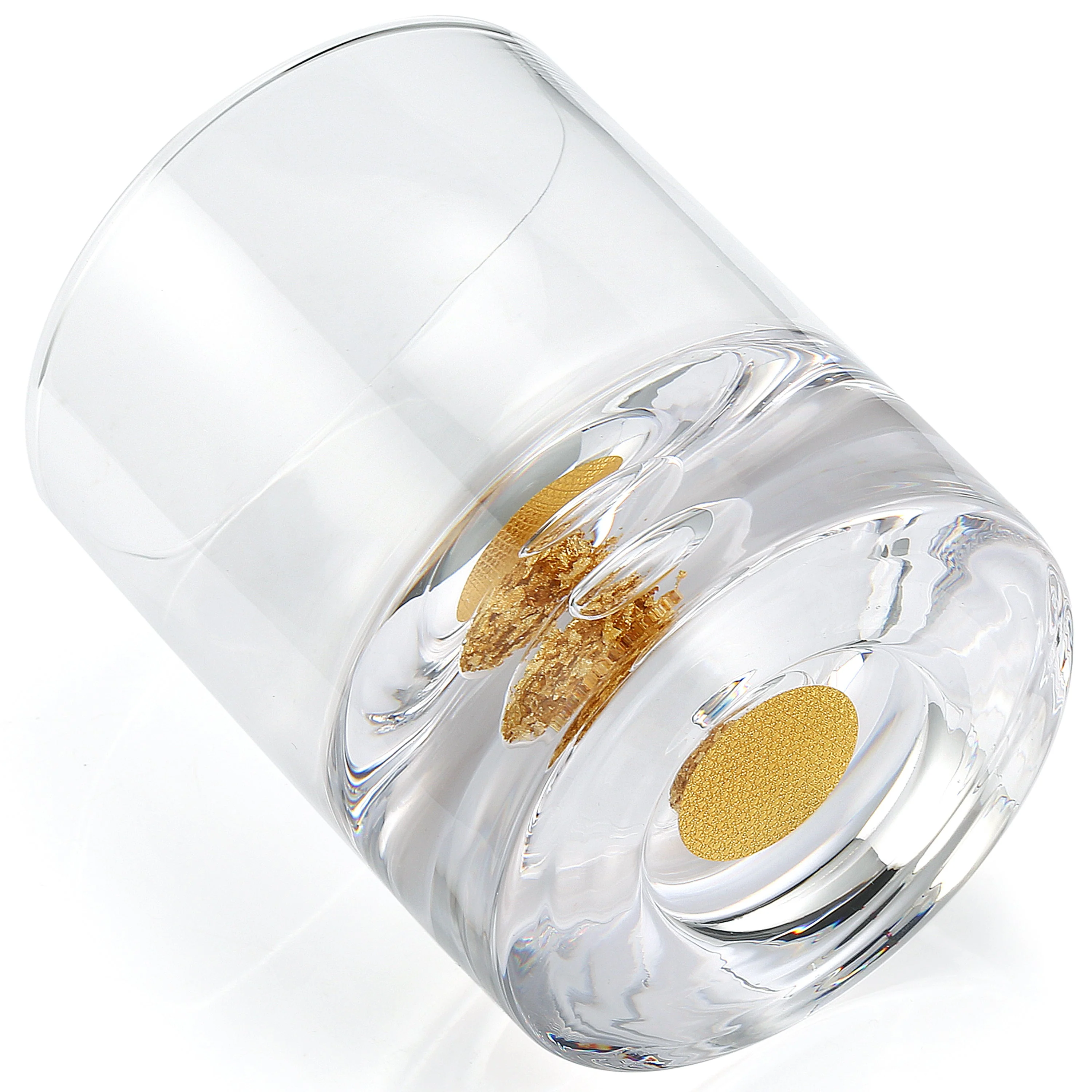 Berkware Lowball Whiskey Glasses with Unique Embedded Gold tone Flake Design - Image 5
