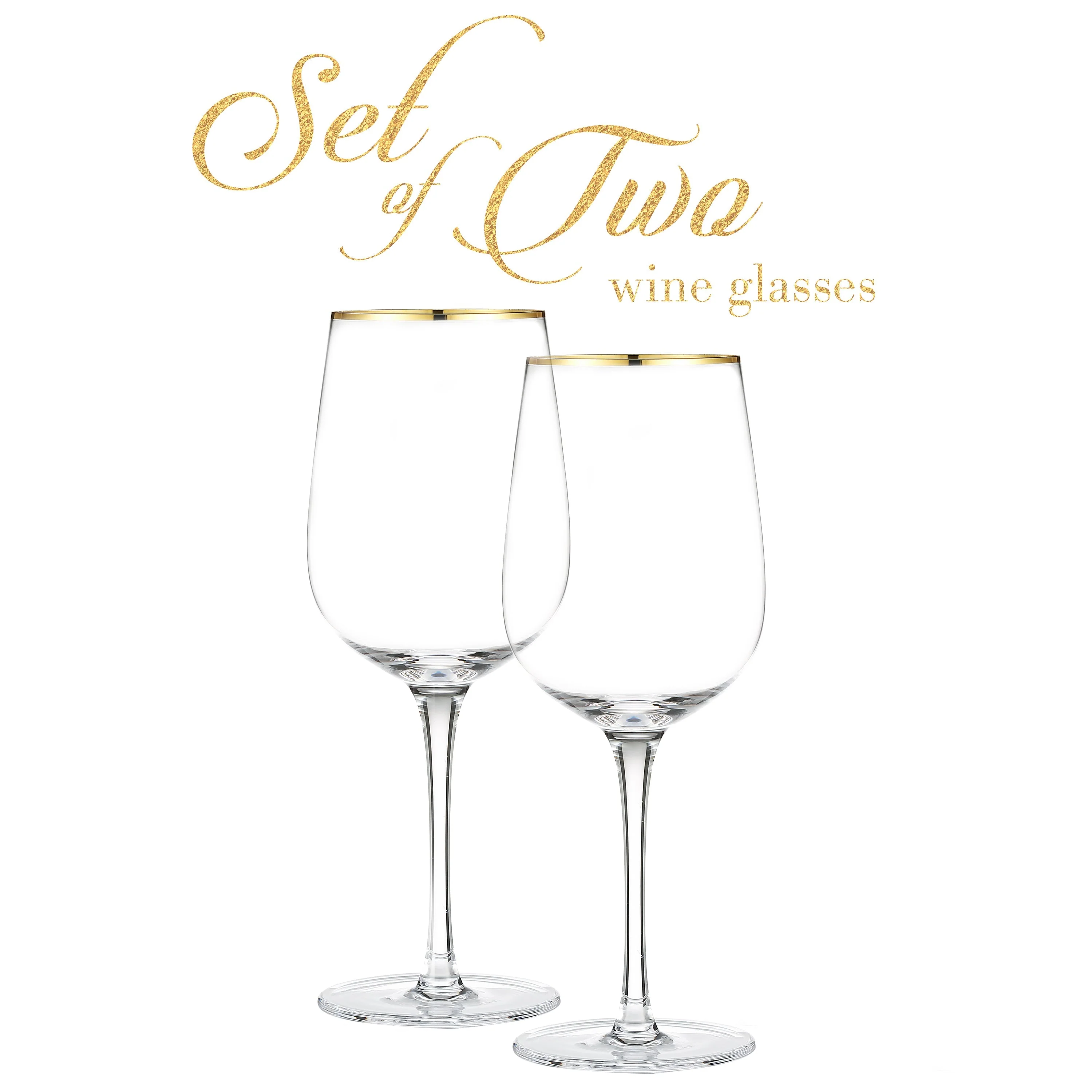 Berkware Luxurious and Elegant Long Stem Red Wine Glass with Gold tone Rim - Image 2