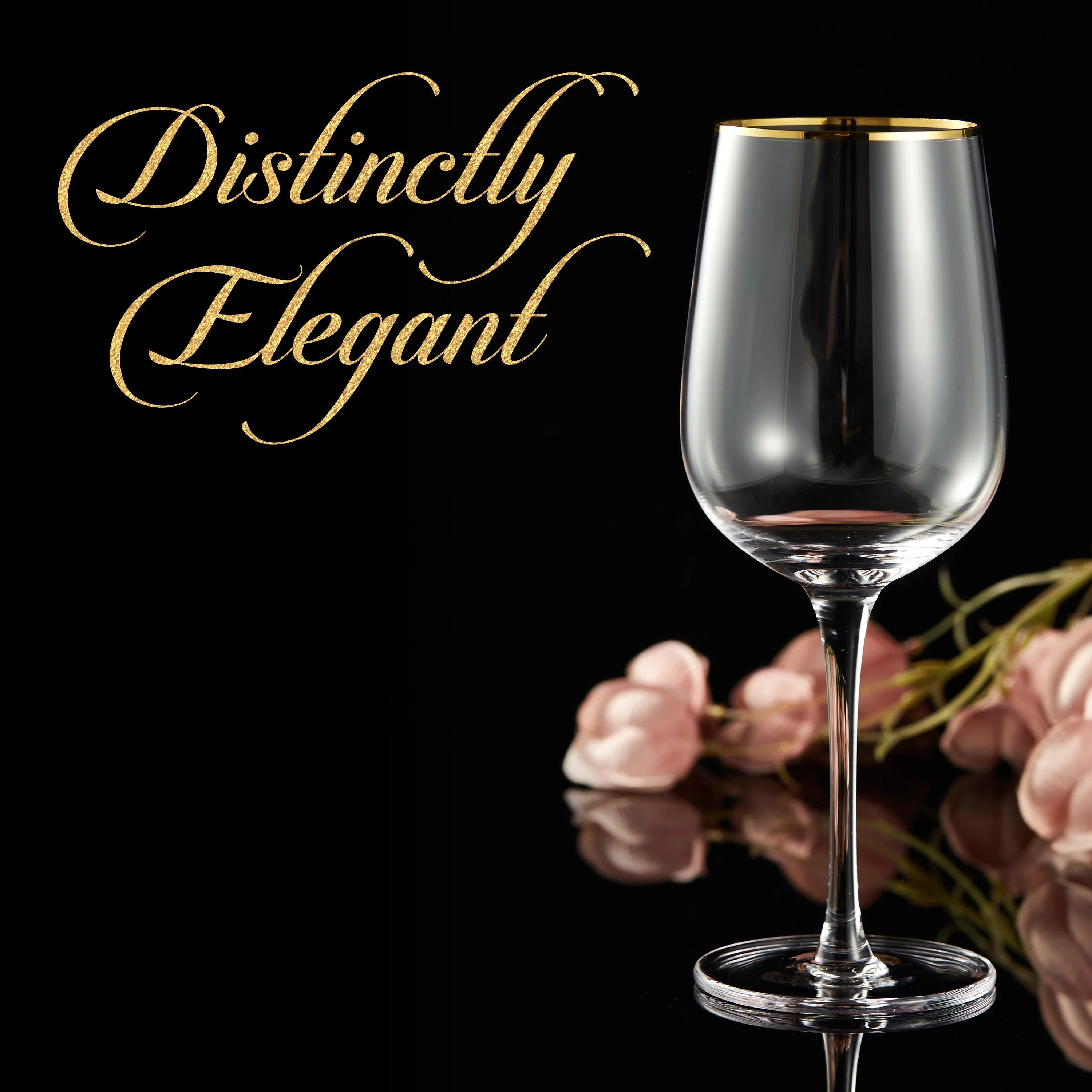 Berkware Luxurious and Elegant Long Stem Red Wine Glass with Gold tone Rim - Image 3