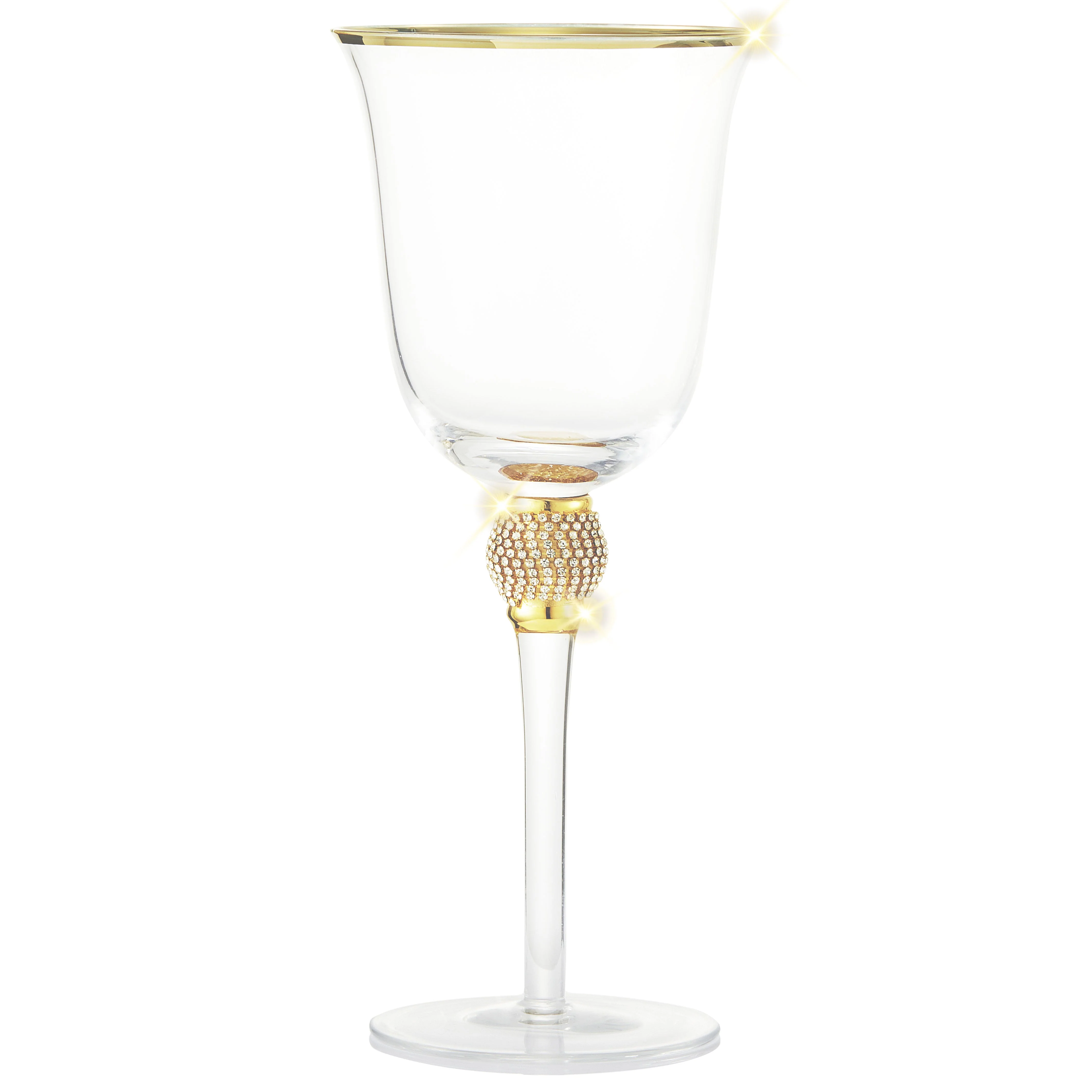 Berkware Set of 6 Gold tone Wine Glasses - Luxurious Rose and White Wine Glass with Dazzling Rhinestone Design and Gold tone Rim - Image 14