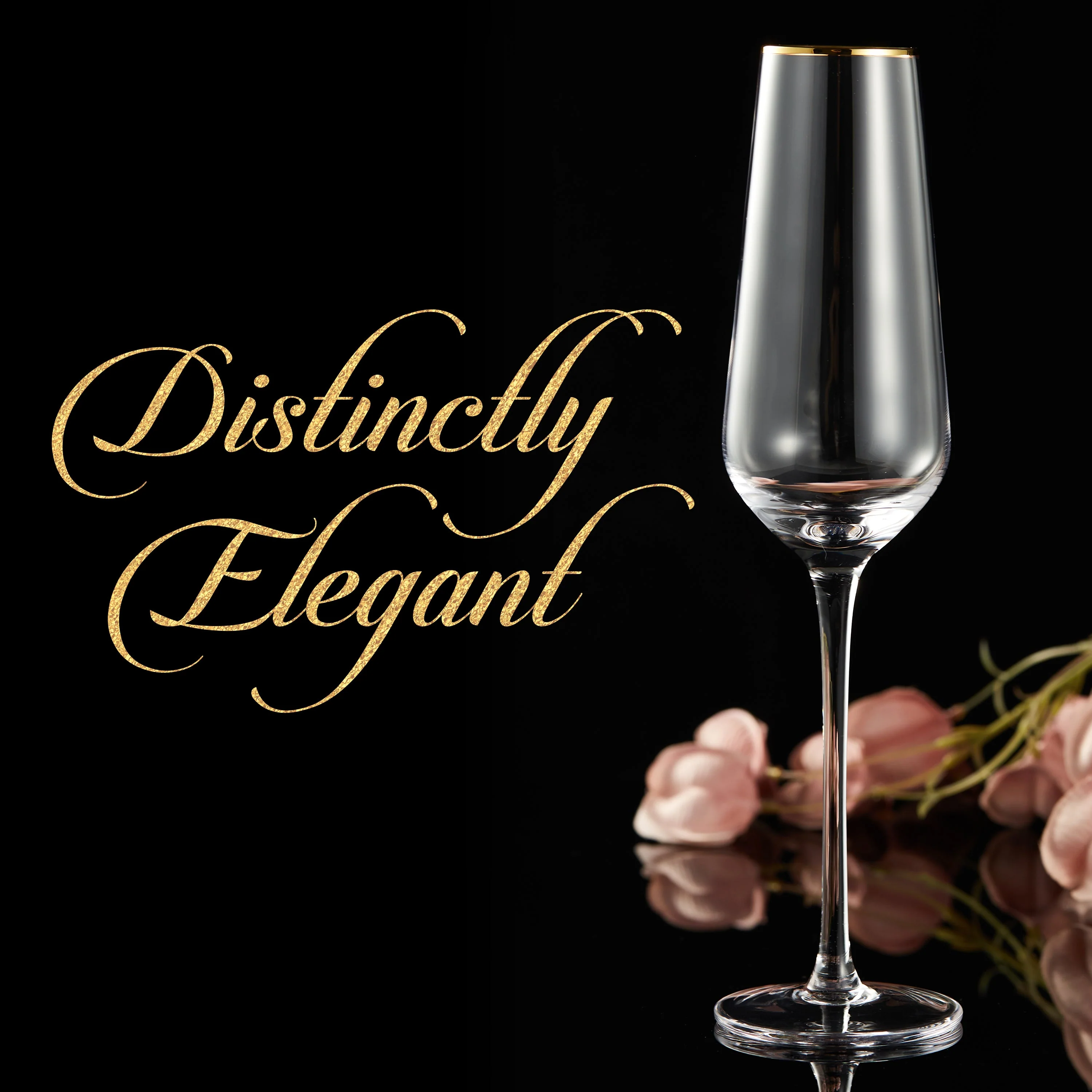 Berkware Tall Champagne Flutes with Gold tone Rim - Image 3