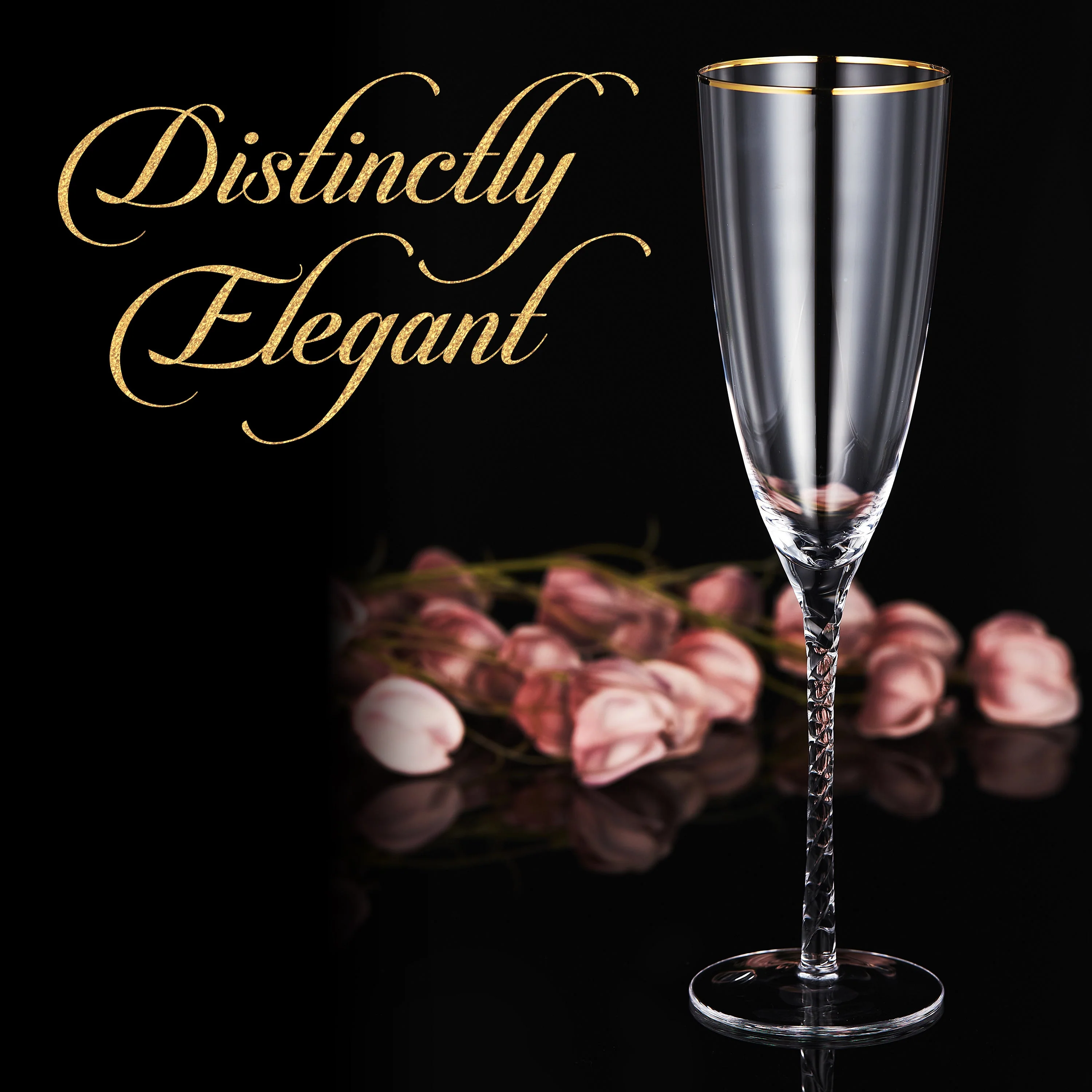 Berkware Twisted Stem Champagne Glass with Gold tone Rim, Set of 6 - Image 5