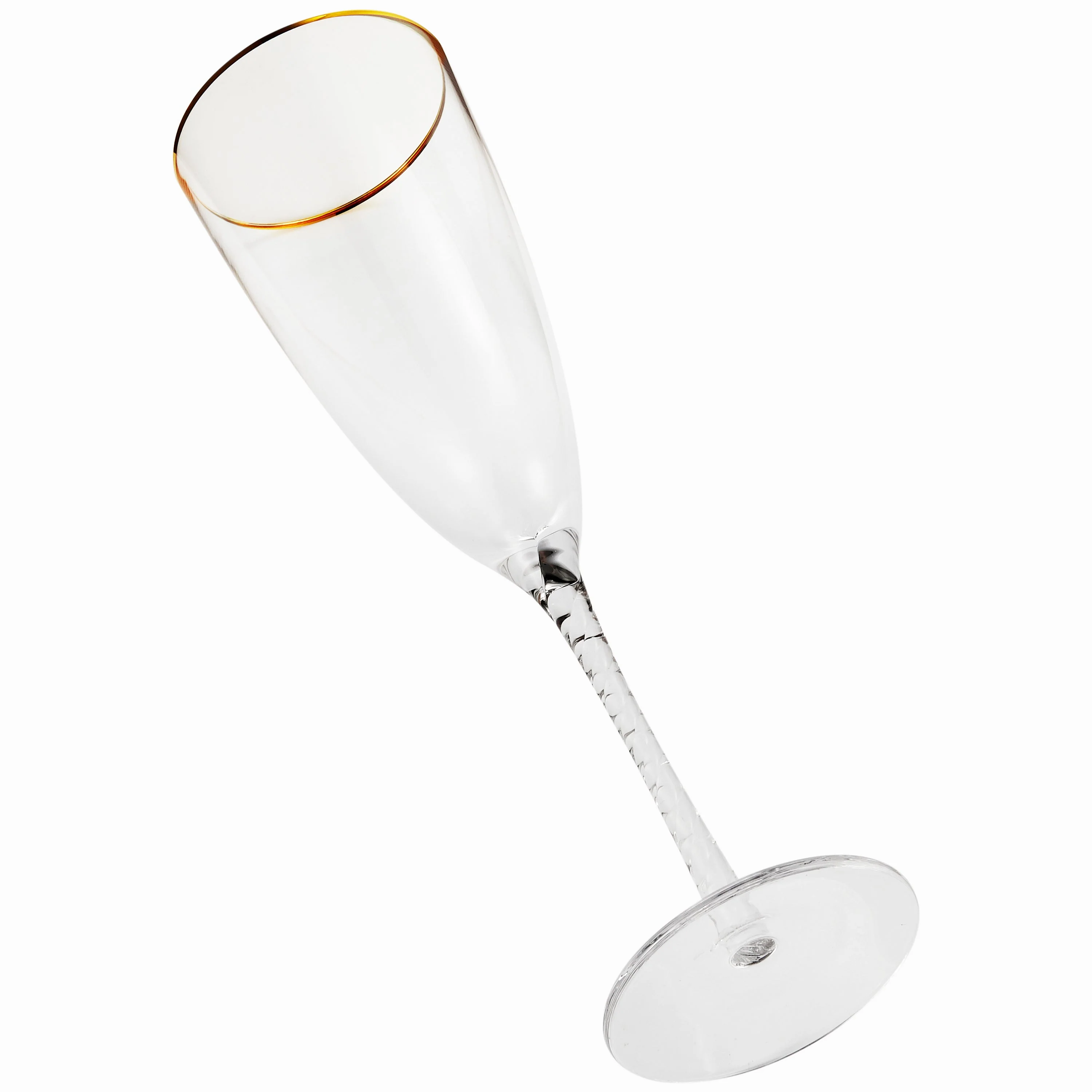 Berkware Twisted Stem Champagne Glass with Gold tone Rim, Set of 6 - Image 8