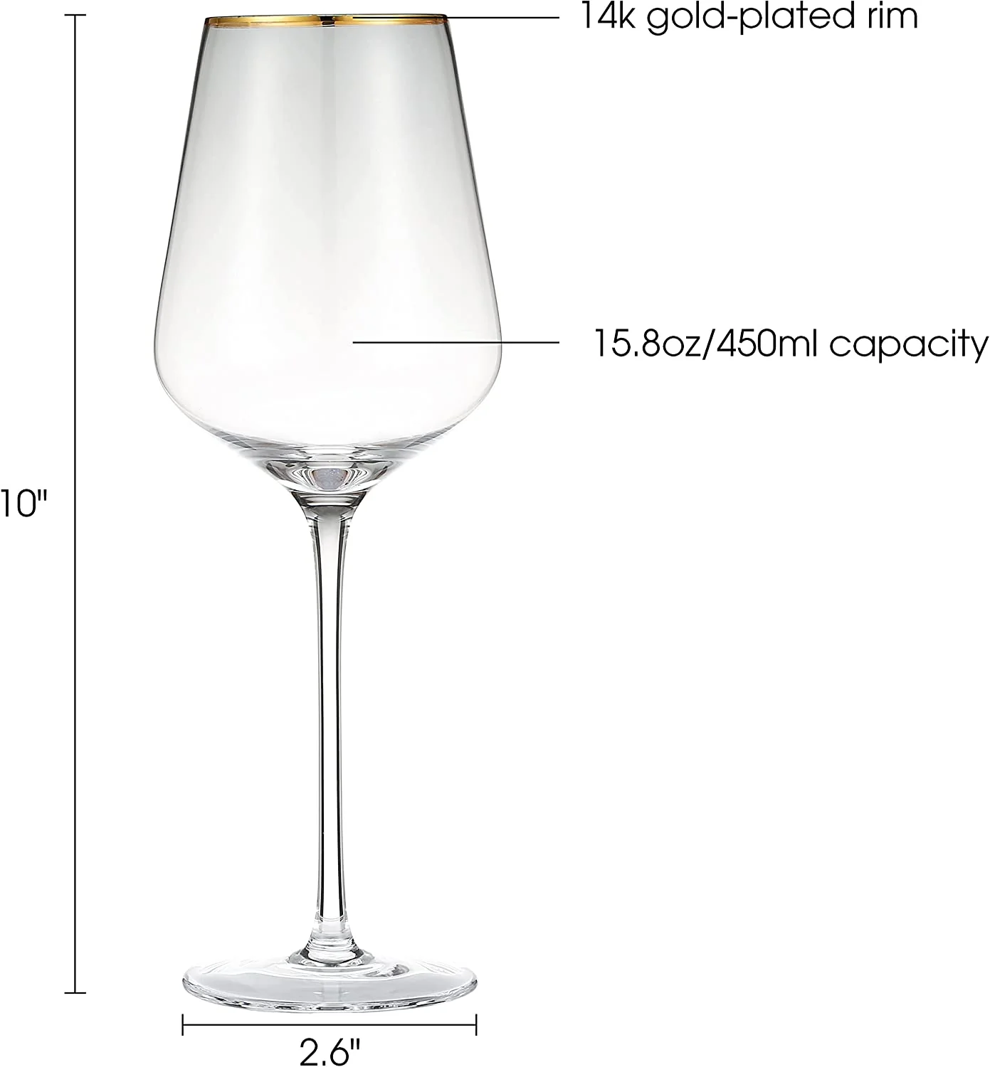 Berkware Wine Glasses - Luxury Crystal Long Stem Toasting Glasses - Set of 4 - Image 3