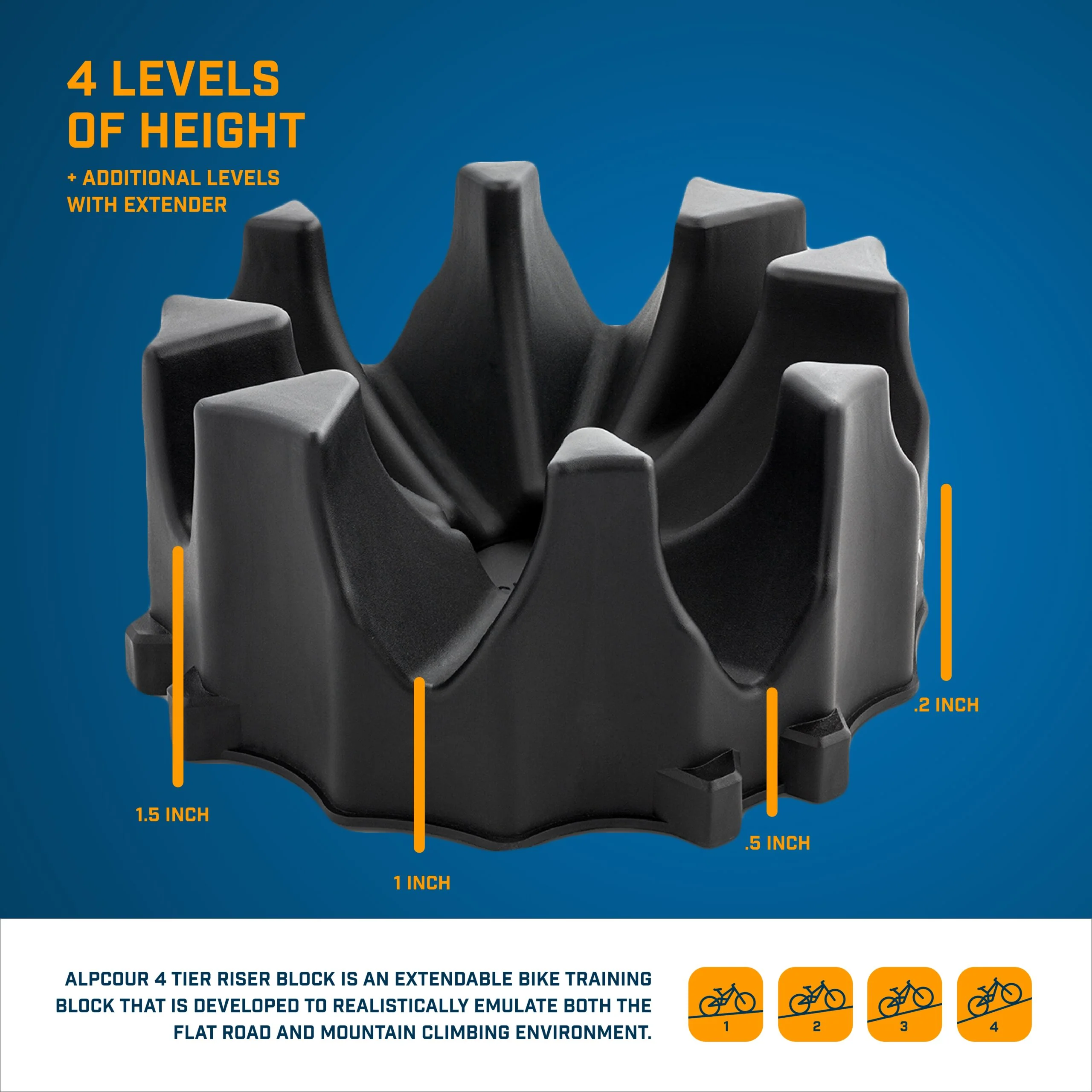 Bike Trainer 4-Tier Riser Block for Front Wheel with Anti-Skid Design - Image 3