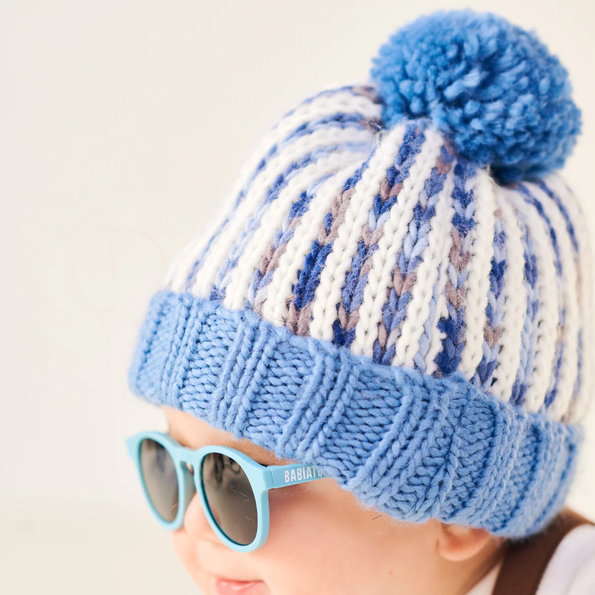 Blue Single Pom Pom Beanie - Image 5
