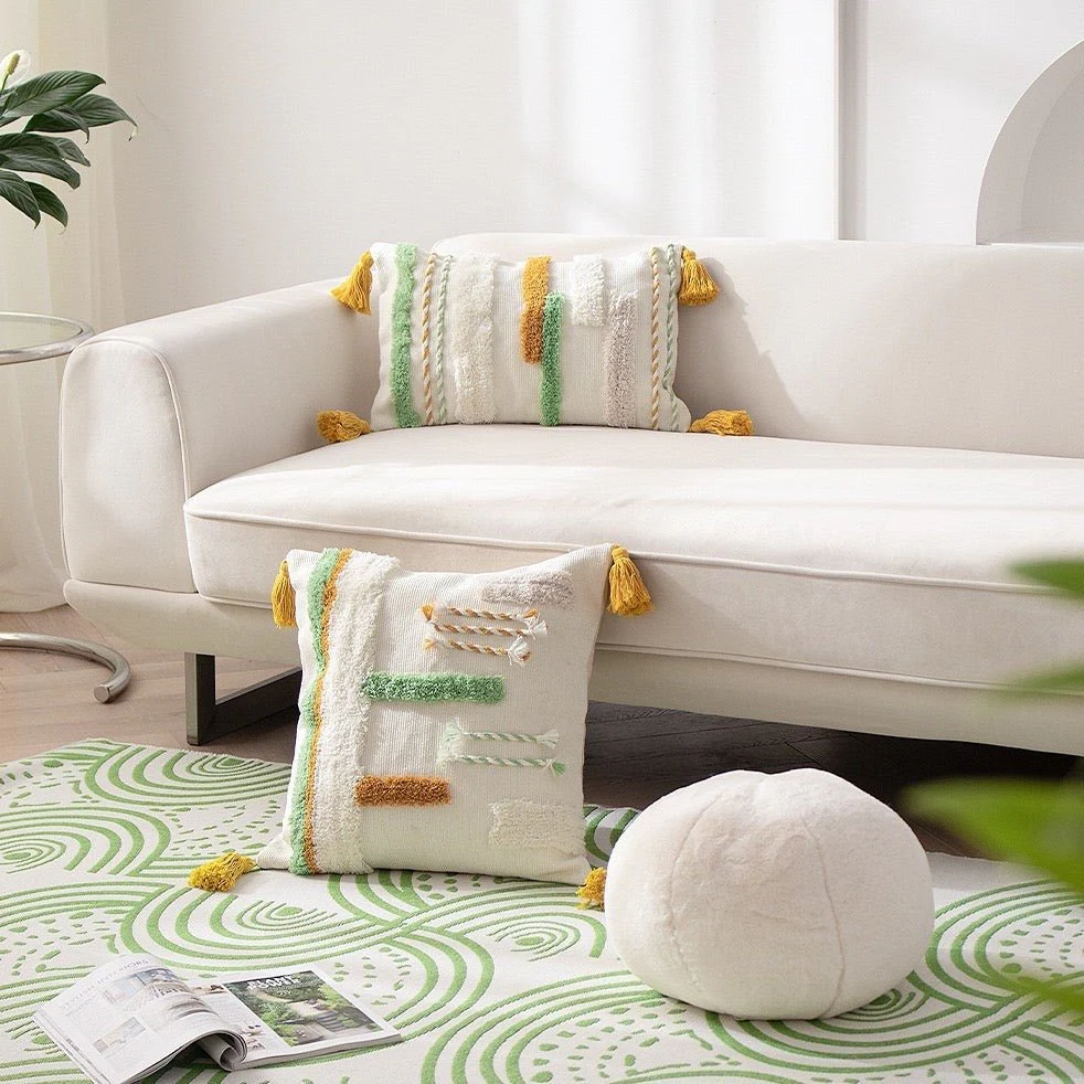 Boho-Inspired Decorative Throw Pillow Cover with Tassels | Hand-Tufted for Cozy Comfort - Image 2