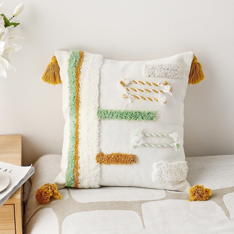 Boho-Inspired Decorative Throw Pillow Cover with Tassels | Hand-Tufted for Cozy Comfort - Image 5