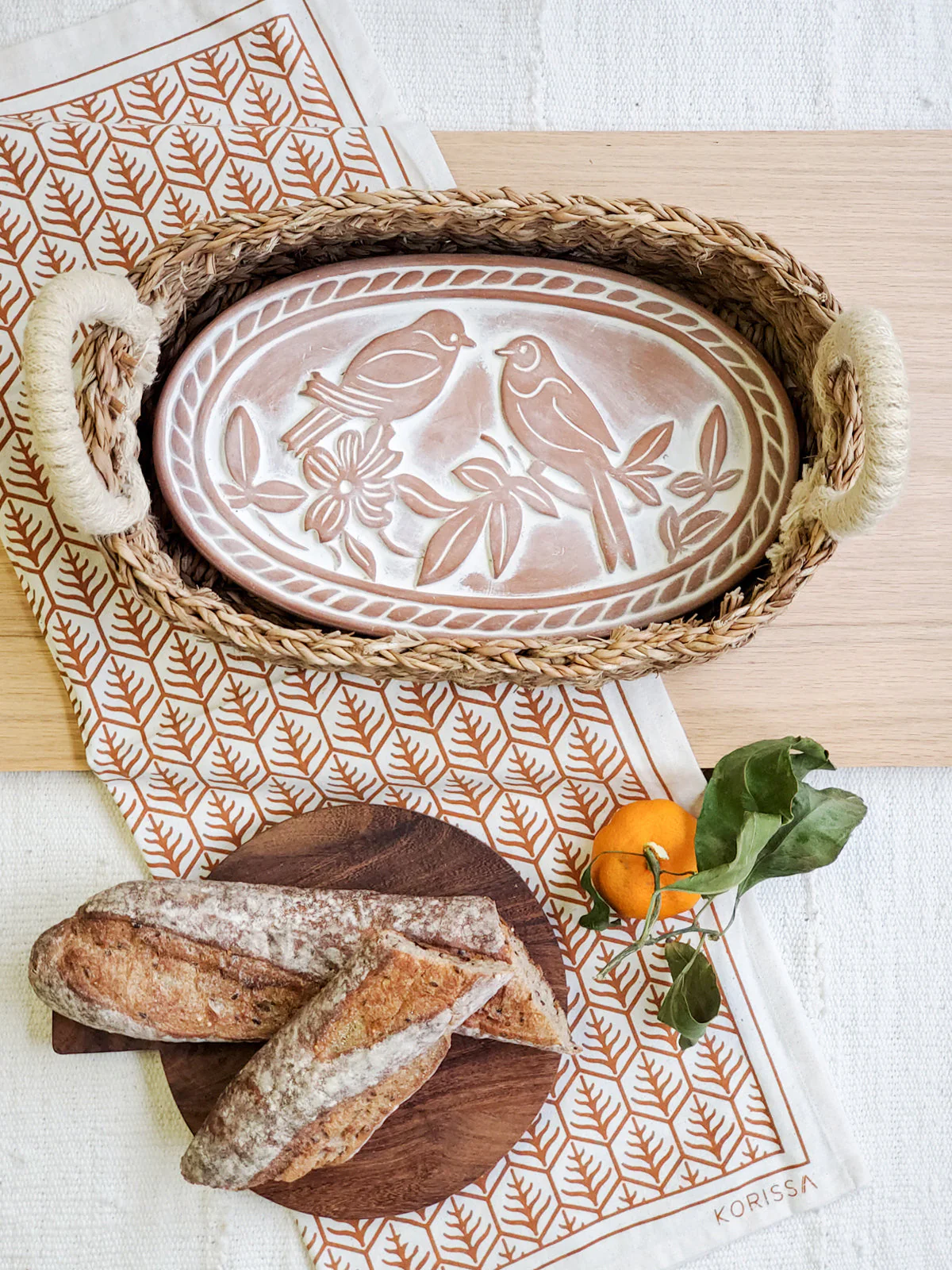 Bread Warmer & Basket - Lovebirds Oval - Image 3
