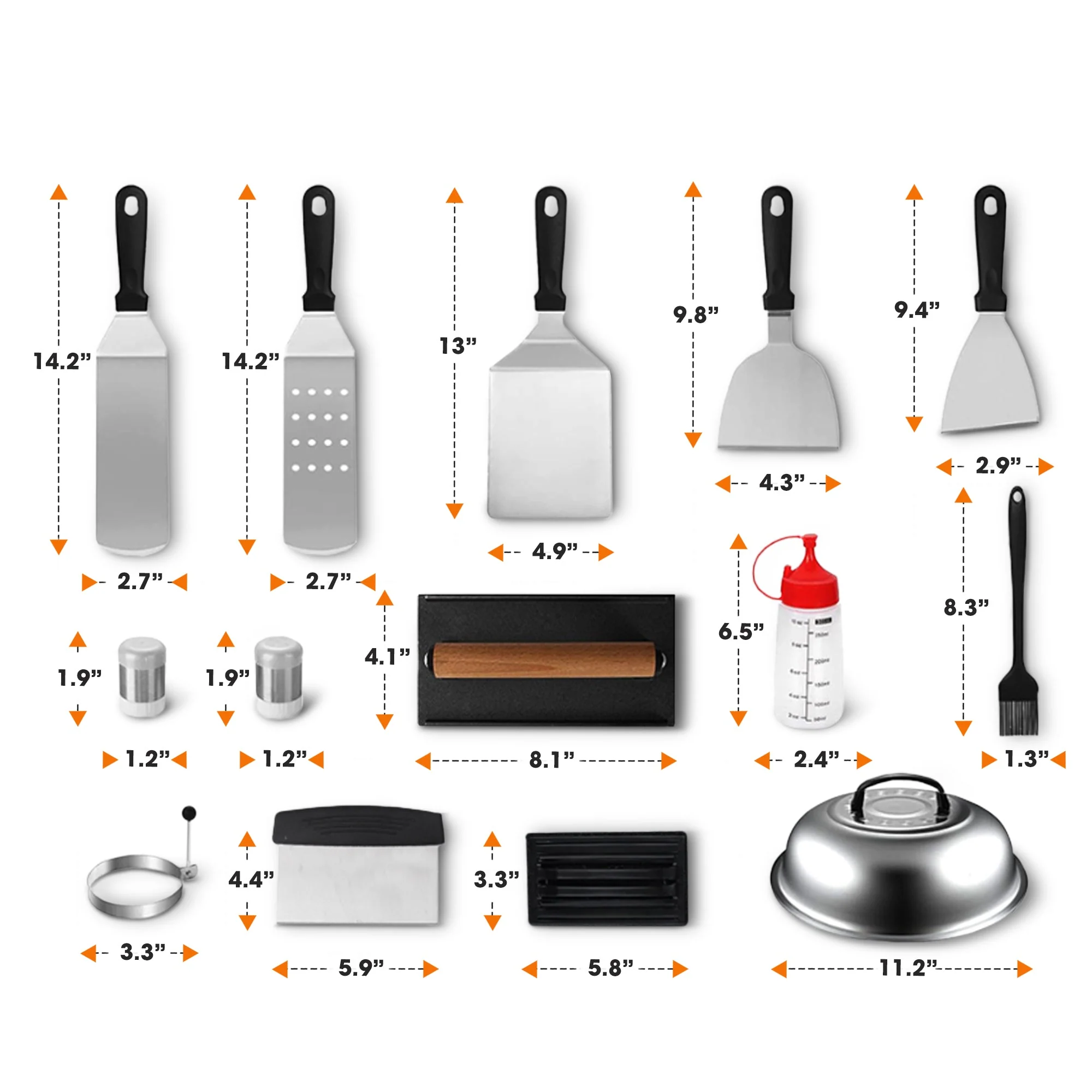 Cheer Collection 18-Piece Griddle Set – Stainless Steel BBQ Grill Tools - Image 3