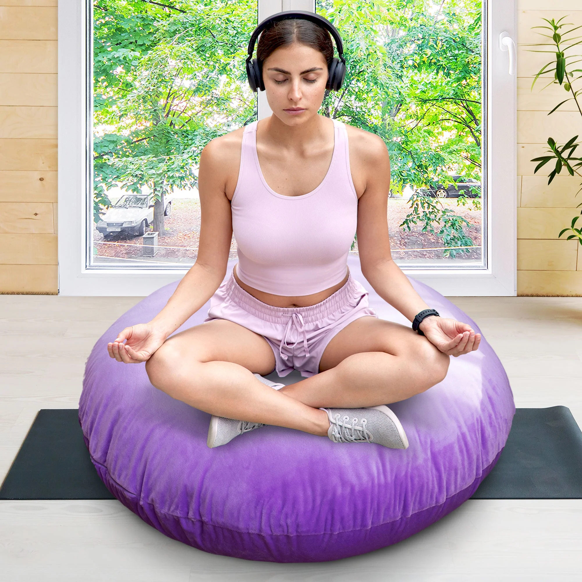 Cheer Collection 32" Round Floor Pillow for Preppy Room Decor - Soft Meditation Yoga Cushion with Insert - Image 58