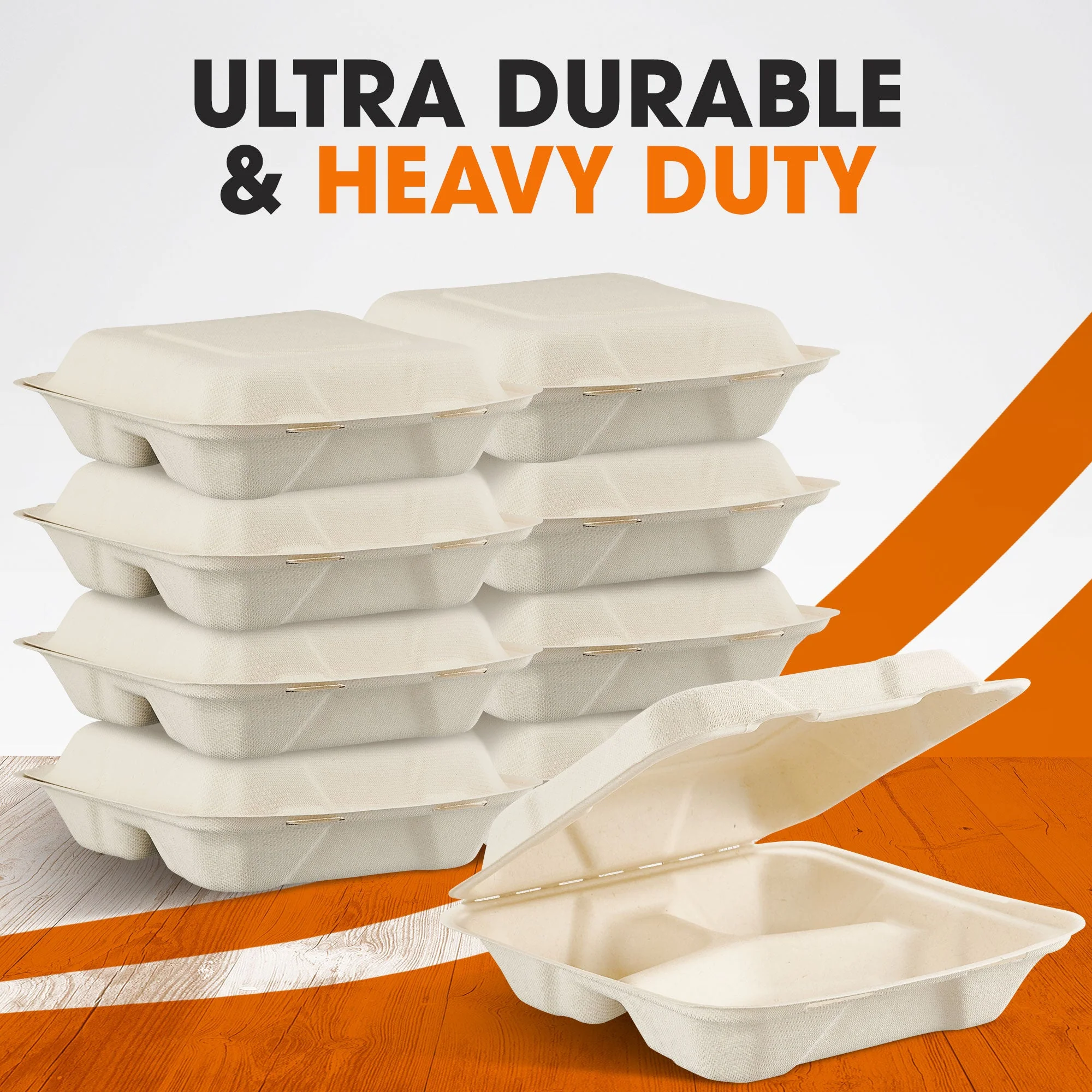 Cheer Collection 8x8 Compostable Takeout Containers - Eco Friendly Microwavable & Biodegradable - Image 6