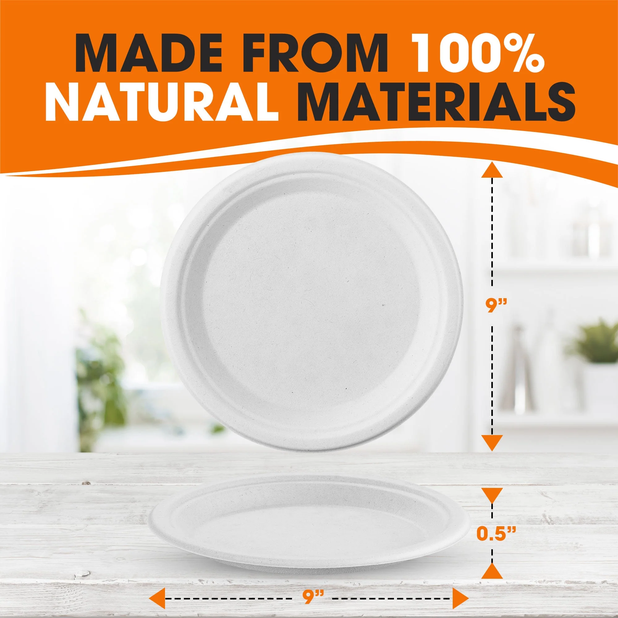 Cheer Collection 9 inch Compostable Plates - 100% Biodegradable - Image 4