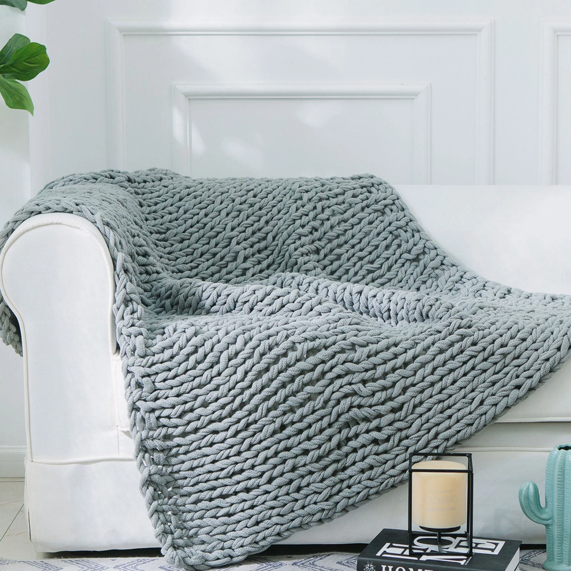 Cheer Collection Chunky Cable Knit Throw Blanket | Ultra Plush and Soft 100% Acrylic Accent Throw - 50 x 60 - Image 18
