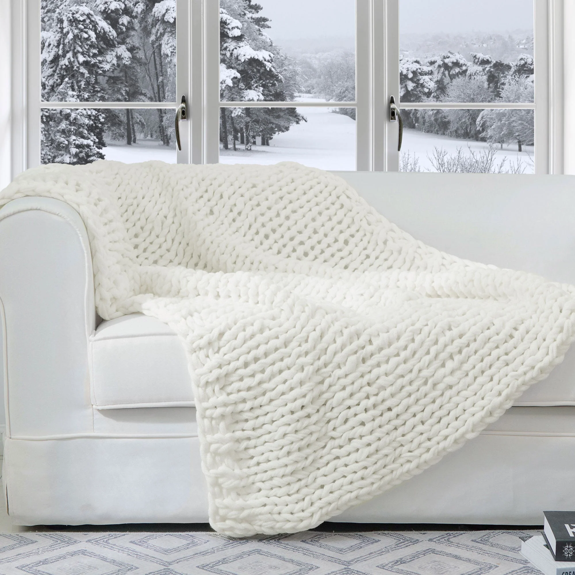 Cheer Collection Chunky Cable Knit Throw Blanket | Ultra Plush and Soft 100% Acrylic Accent Throw - 50 x 60 - Image 29