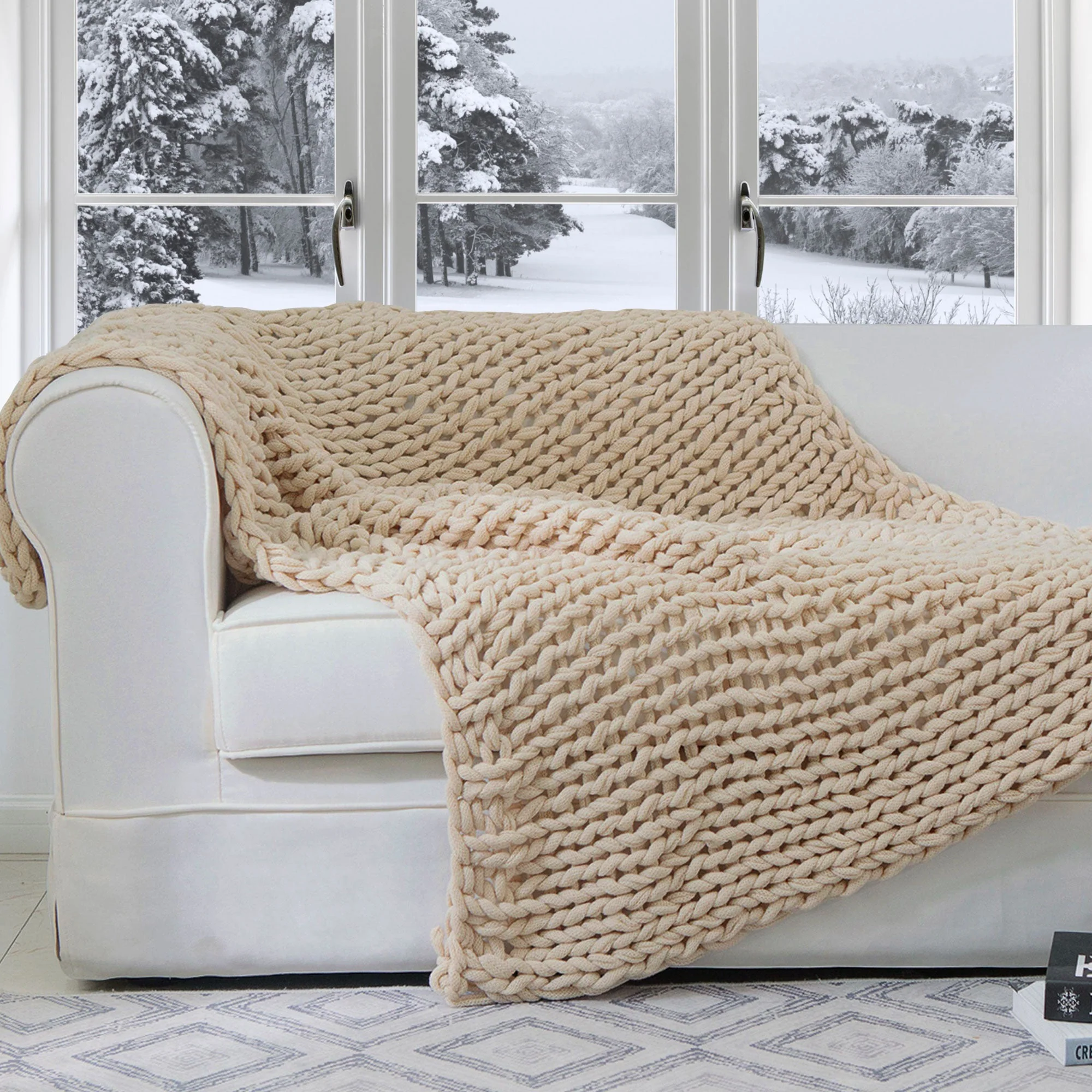 Cheer Collection Chunky Cable Knit Throw Blanket | Ultra Plush and Soft 100% Acrylic Accent Throw - 50 x 60 - Image 36