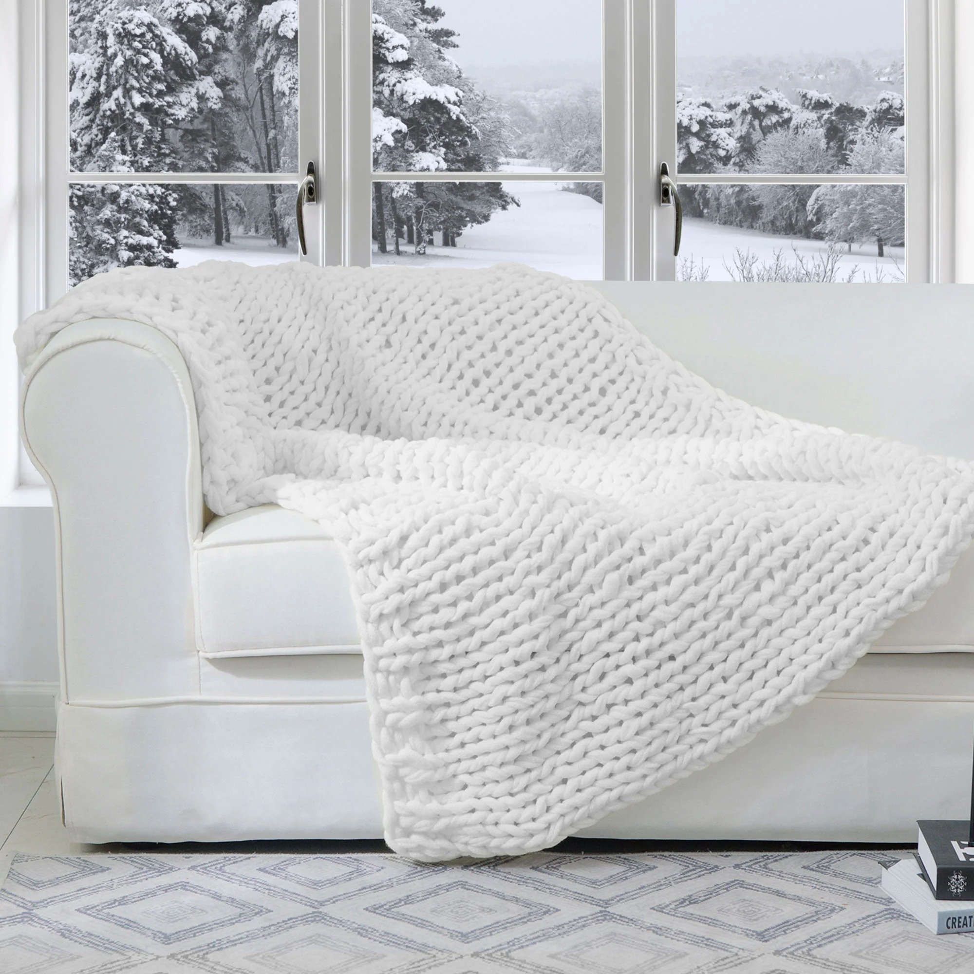 Cheer Collection Chunky Cable Knit Throw Blanket | Ultra Plush and Soft 100% Acrylic Accent Throw - 50 x 60 - Image 43