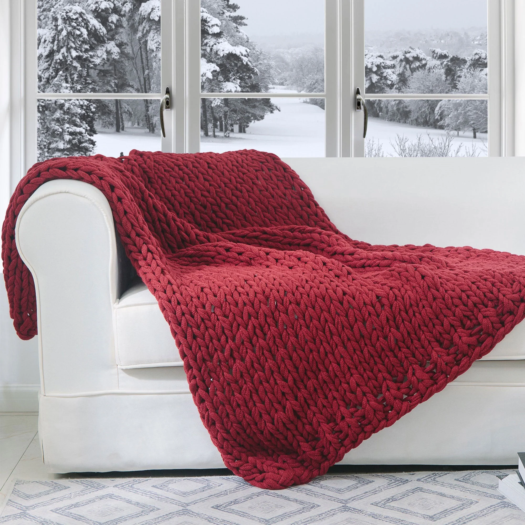 Cheer Collection Chunky Cable Knit Throw Blanket | Ultra Plush and Soft 100% Acrylic Accent Throw - 50 x 60 - Image 8