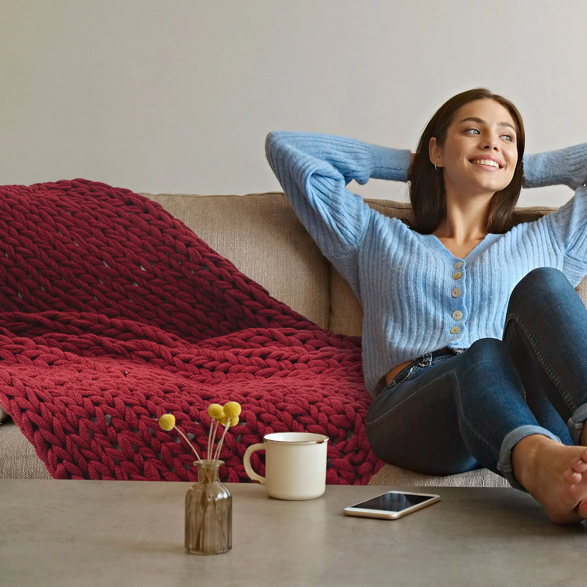Cheer Collection Chunky Cable Knit Throw Blanket | Ultra Plush and Soft 100% Acrylic Accent Throw - 50 x 60 - Image 9
