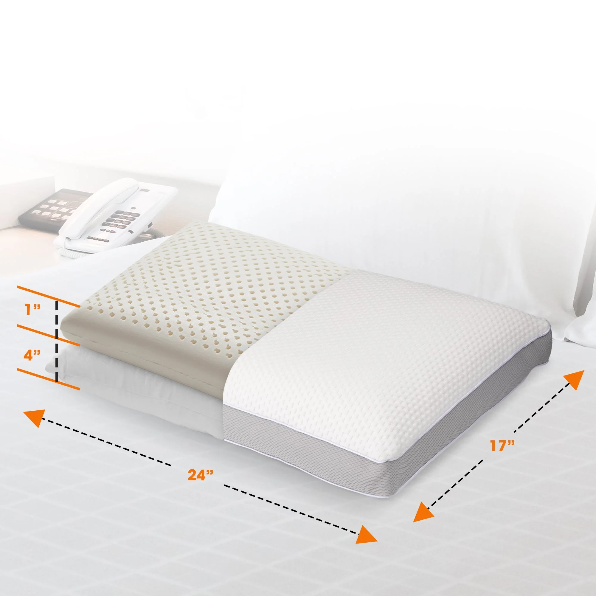 Cheer Collection Dual-Sided Standard Sleeping Pillow with Latex Foam - Image 3