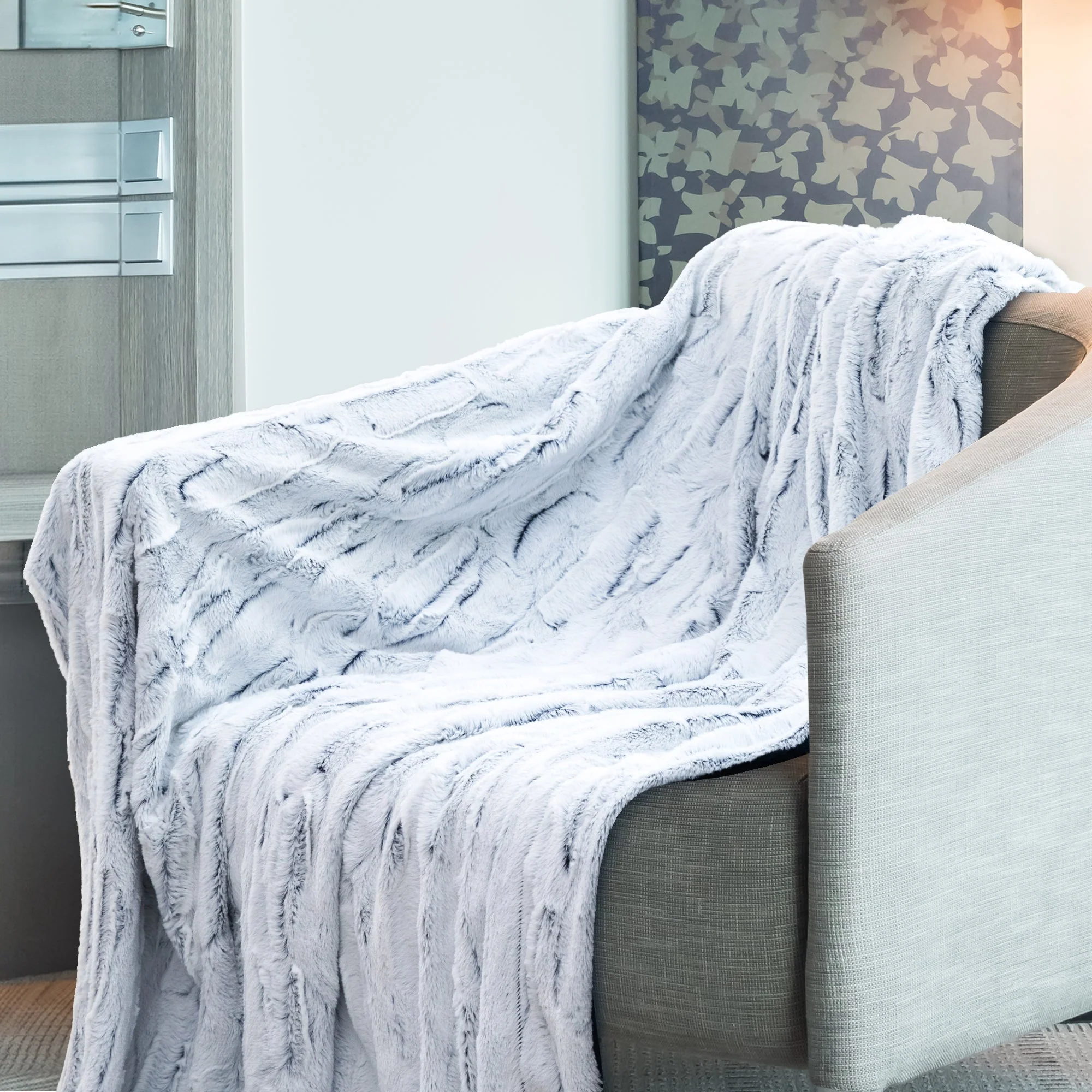 Cheer Collection Embossed Faux Fur Throw Blanket - Ultra Soft Fuzzy Blanket - Image 14