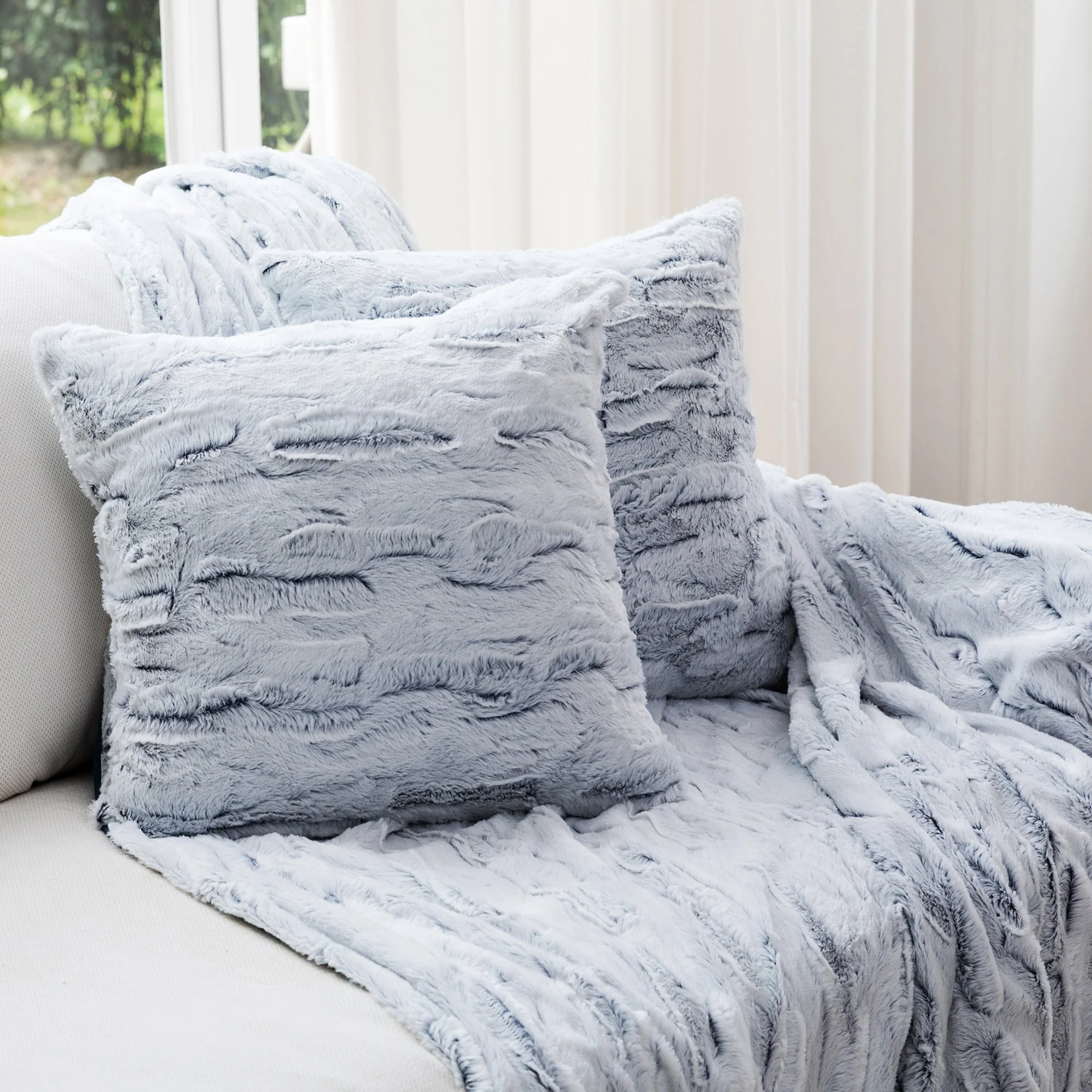Cheer Collection Embossed Faux Fur Throw Blanket - Ultra Soft Fuzzy Blanket - Image 6