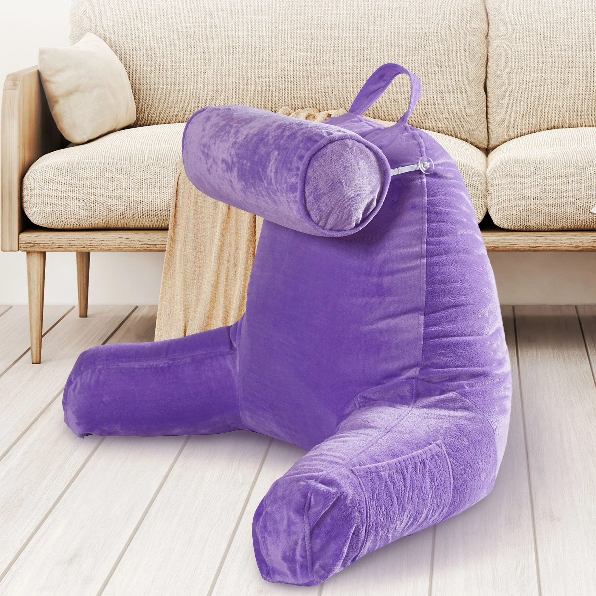 Cheer Collection Extra Large Hollow Fiber TV Pillow and Reading with Bolster & Backrest - Image 41