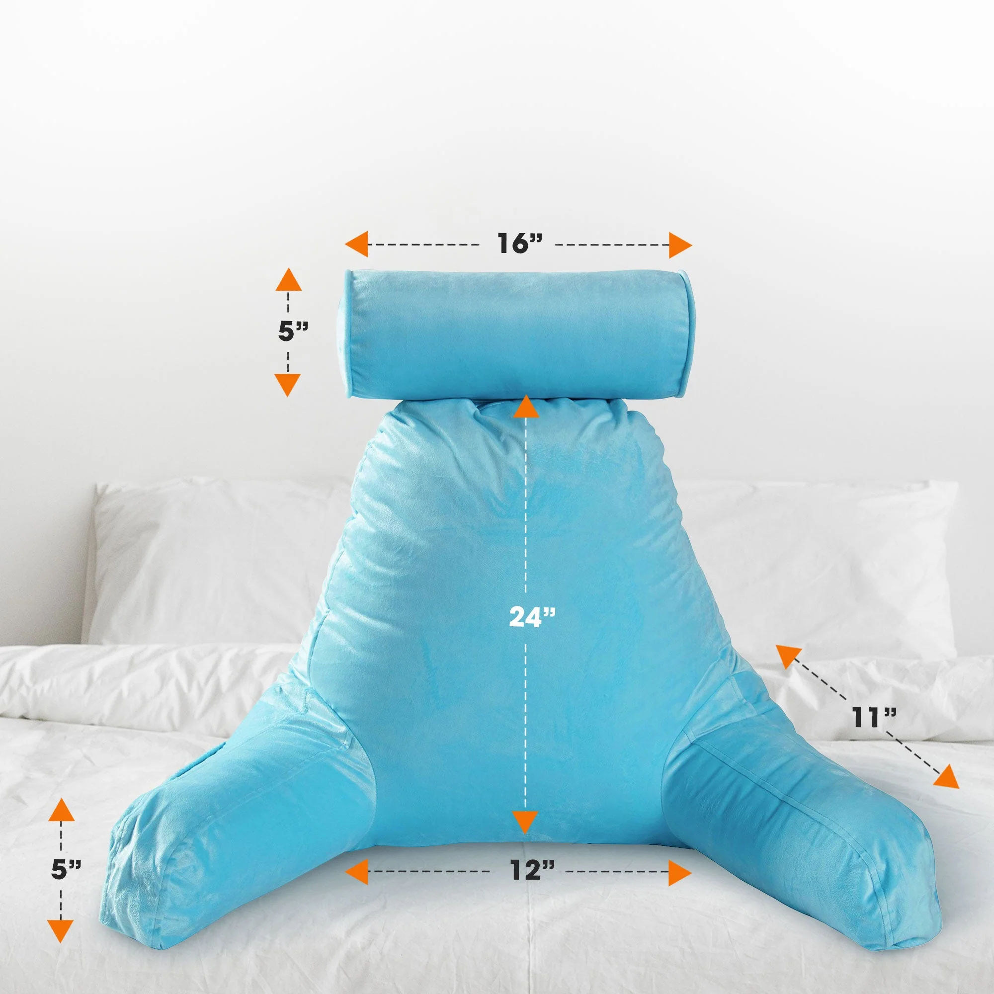 Cheer Collection Extra Large Hollow Fiber TV Pillow and Reading with Bolster & Backrest - Image 45