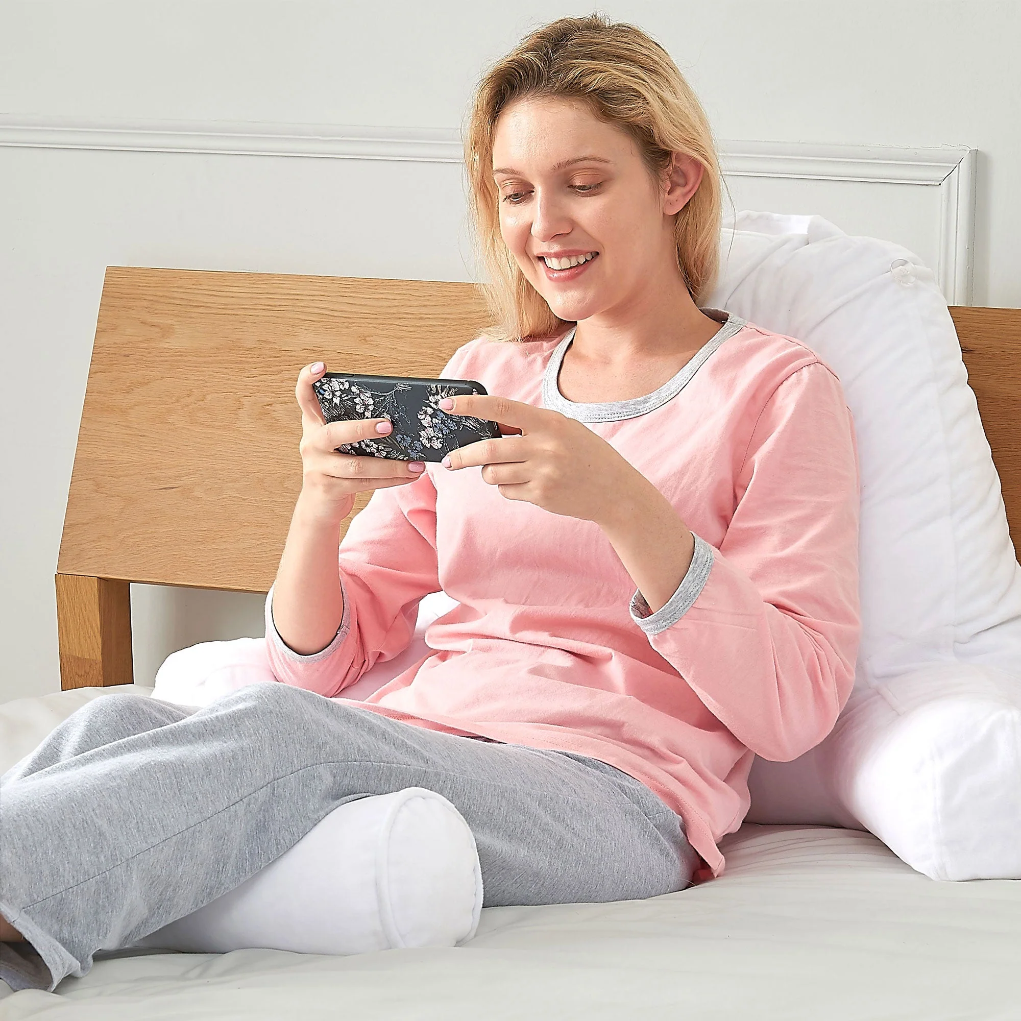 Cheer Collection Extra Large Hollow Fiber TV Pillow and Reading with Bolster & Backrest - Image 56