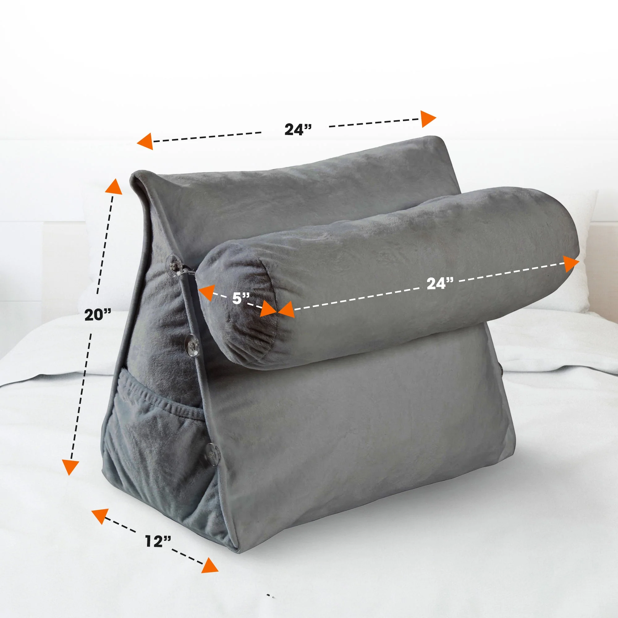 Cheer Collection Extra Large Wedge Shaped Reading and TV Pillow with Adjustable Neck Pillow - Image 11