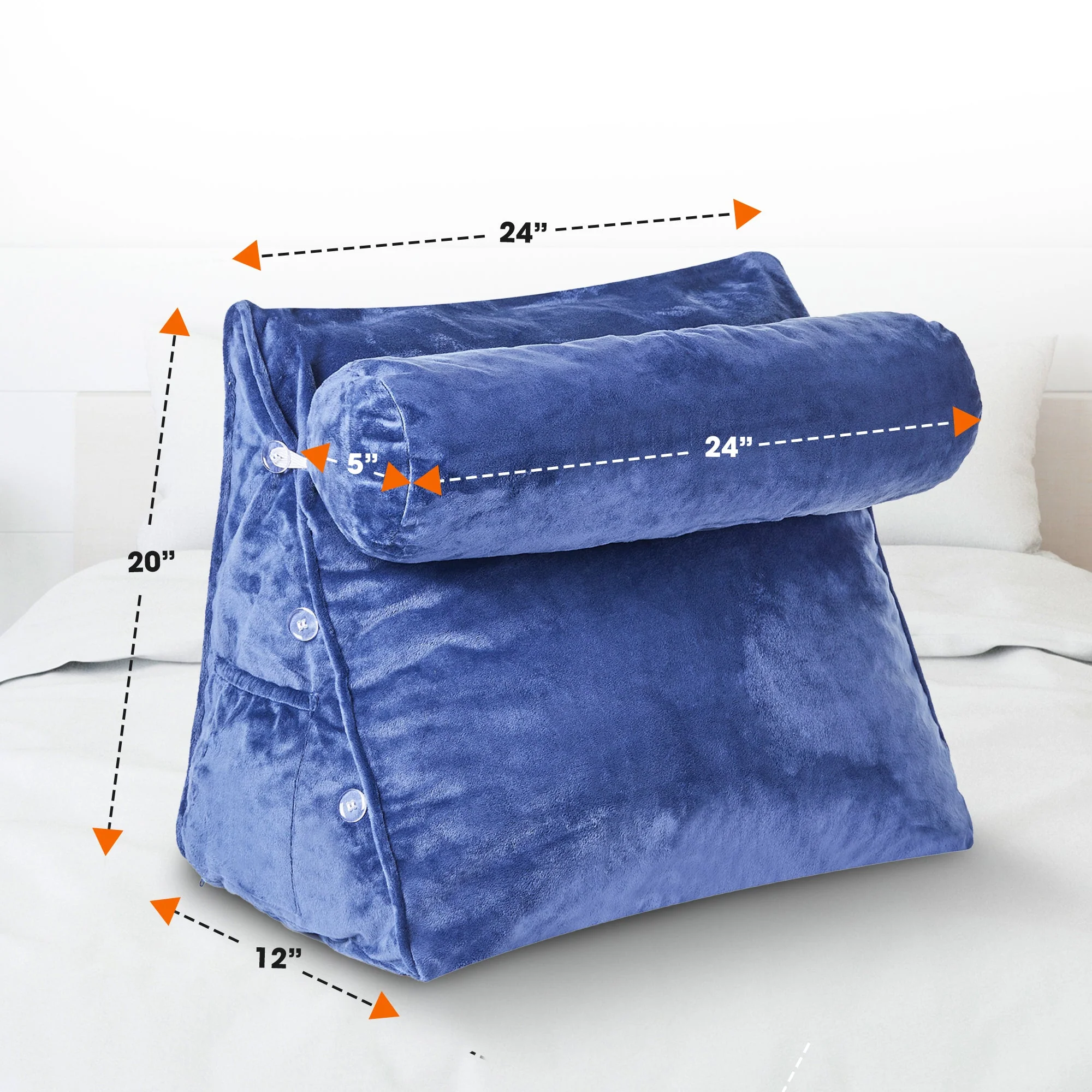 Cheer Collection Extra Large Wedge Shaped Reading and TV Pillow with Adjustable Neck Pillow - Image 18