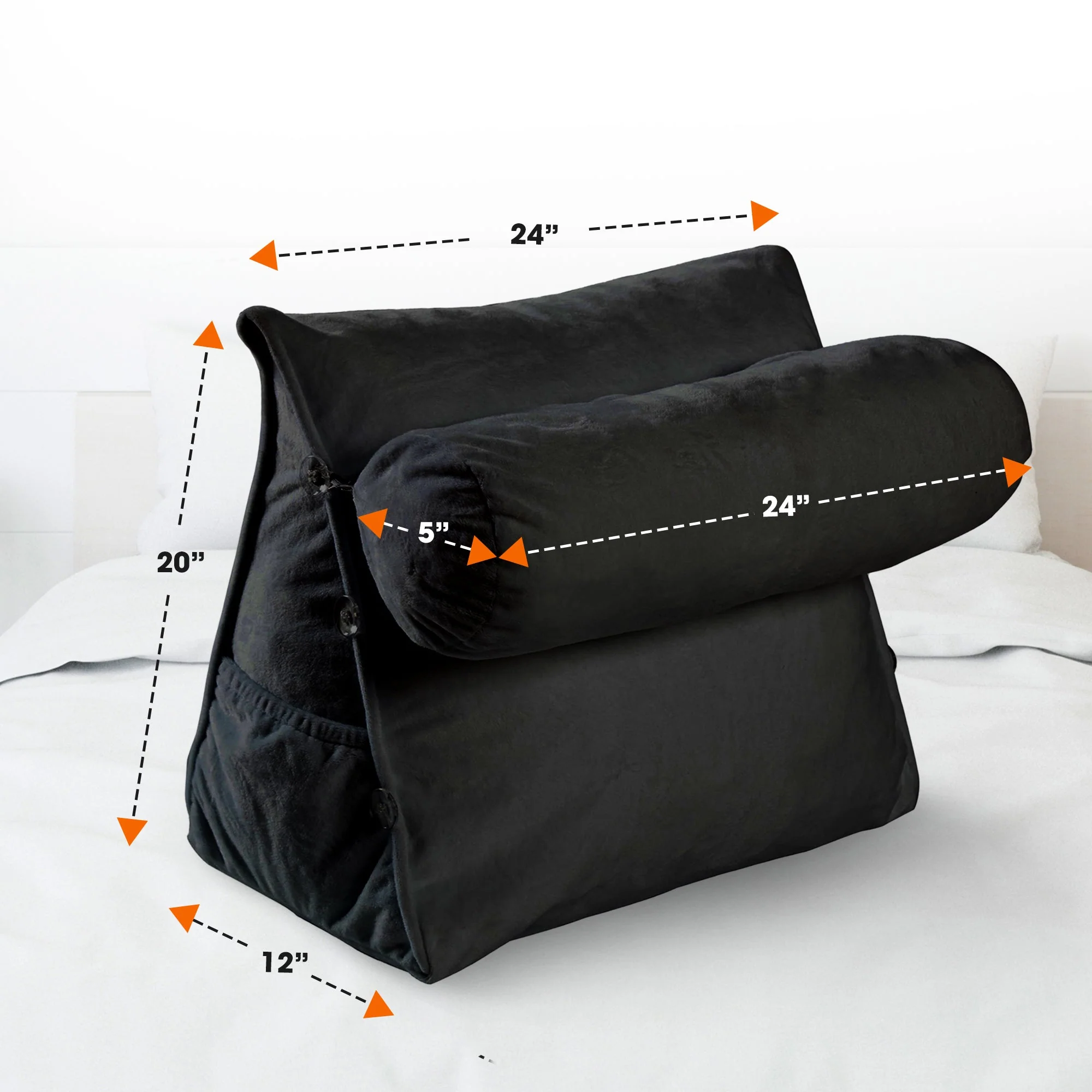 Cheer Collection Extra Large Wedge Shaped Reading and TV Pillow with Adjustable Neck Pillow - Image 4