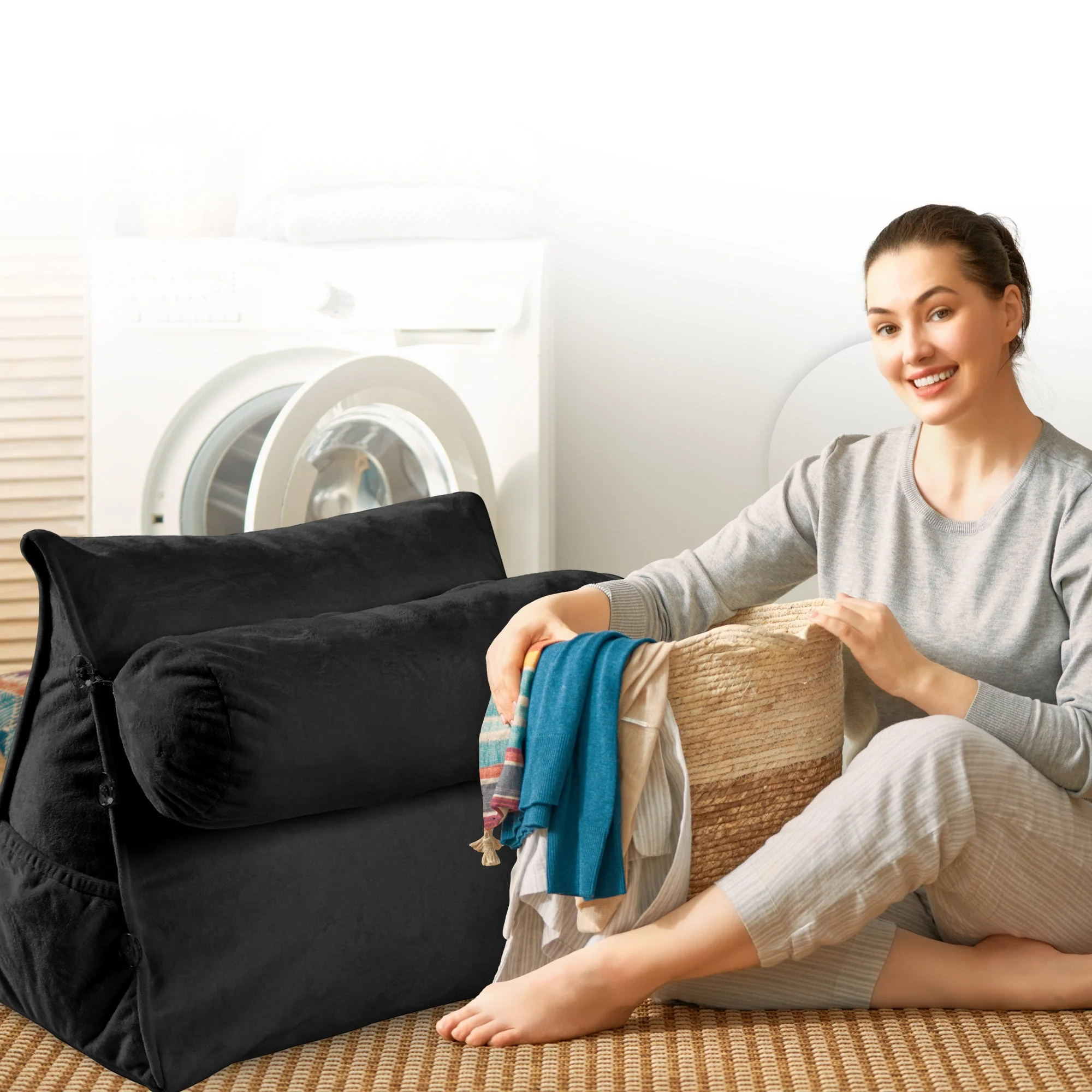 Cheer Collection Extra Large Wedge Shaped Reading and TV Pillow with Adjustable Neck Pillow - Image 8