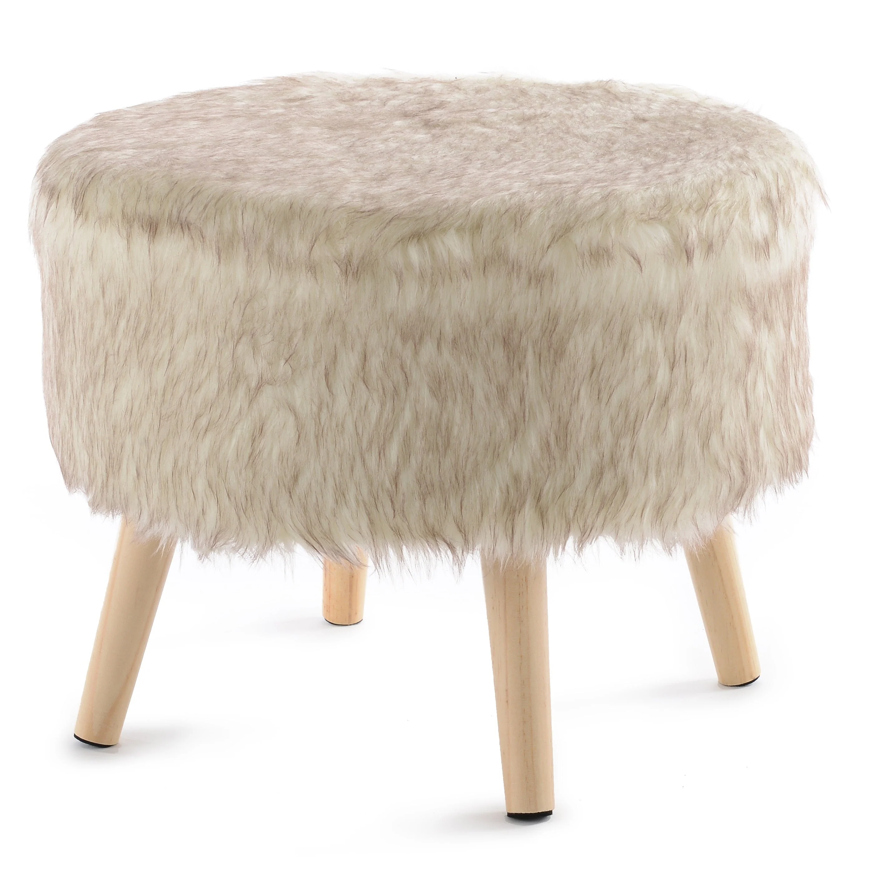Cheer Collection Faux Fur Wood Leg Stool - Image 9