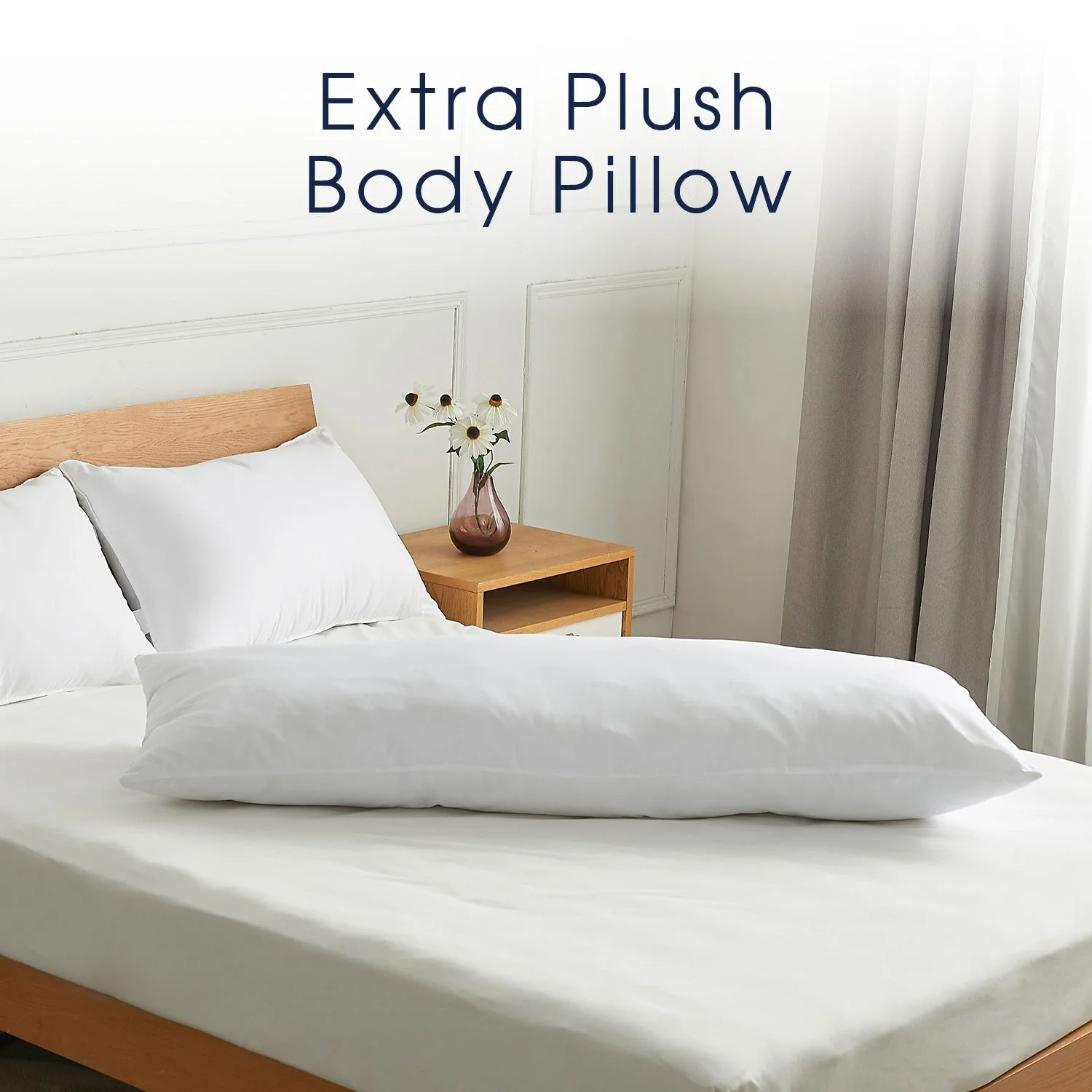 Cheer Collection Hypoallergenic Down Alternative Premium 20 x 54 Side Body Pillow Washable Cover - Image 2