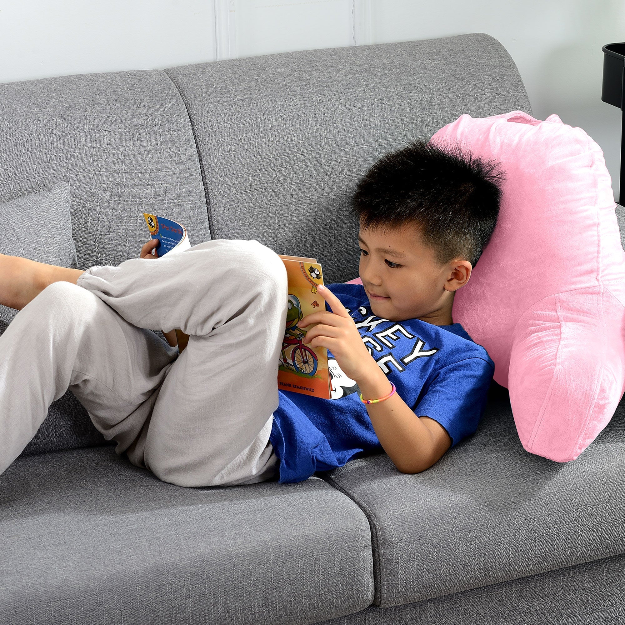 Cheer Collection Kids Size Reading and Gaming Pillow with Armrest - Plush Fiber Filled Backrest Pillow - Image 39