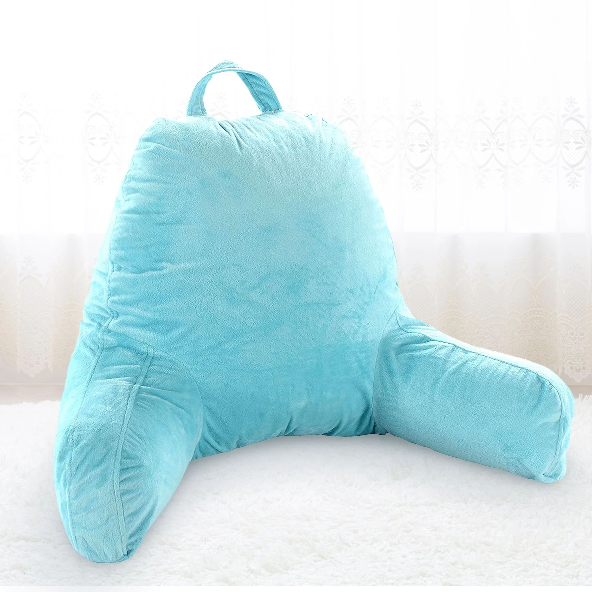 Cheer Collection Kids Size Reading and Gaming Pillow with Armrest - Plush Fiber Filled Backrest Pillow - Image 54