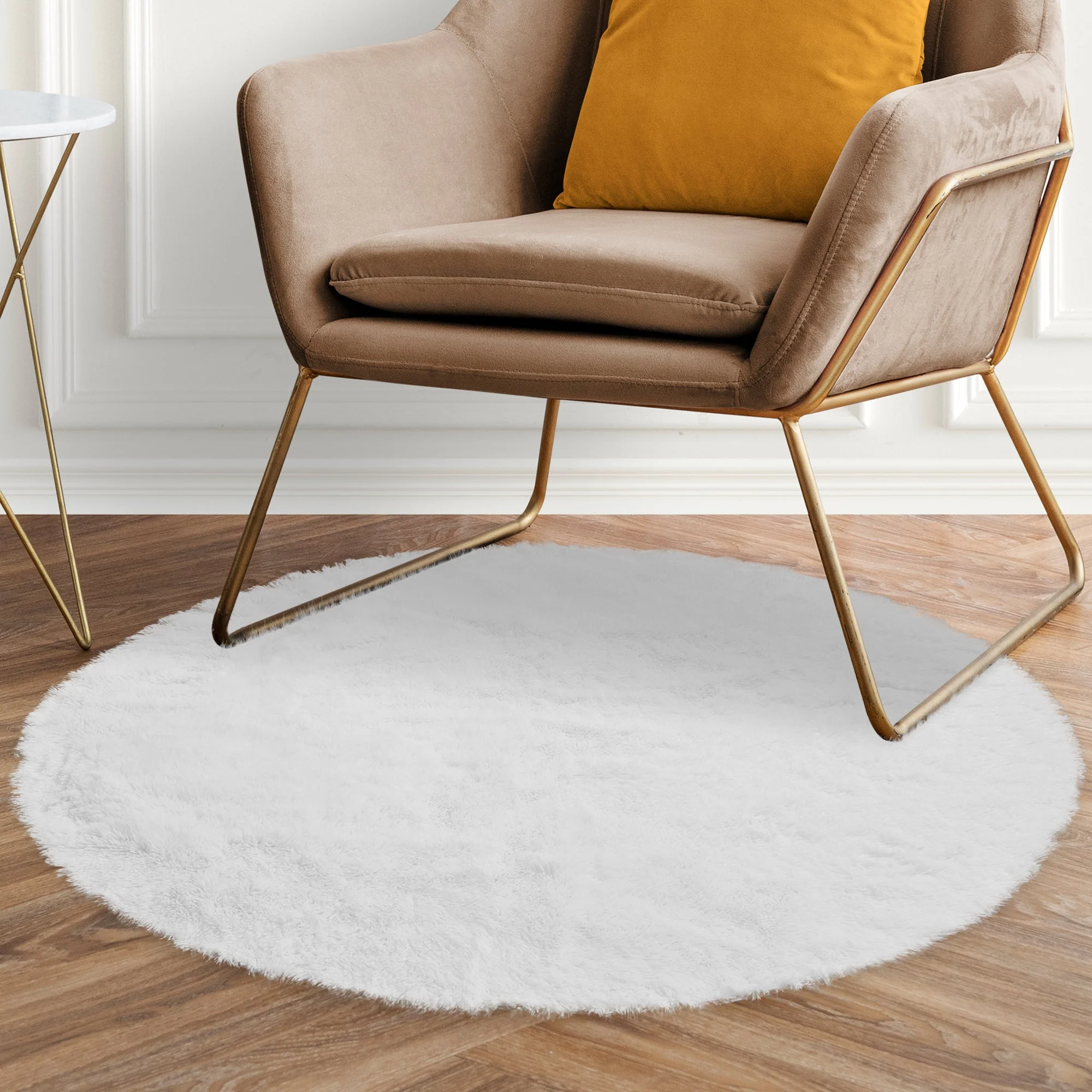 Cheer Collection Plush Shaggy Hair Area Fuzzy Rug - 4' Round - Image 7