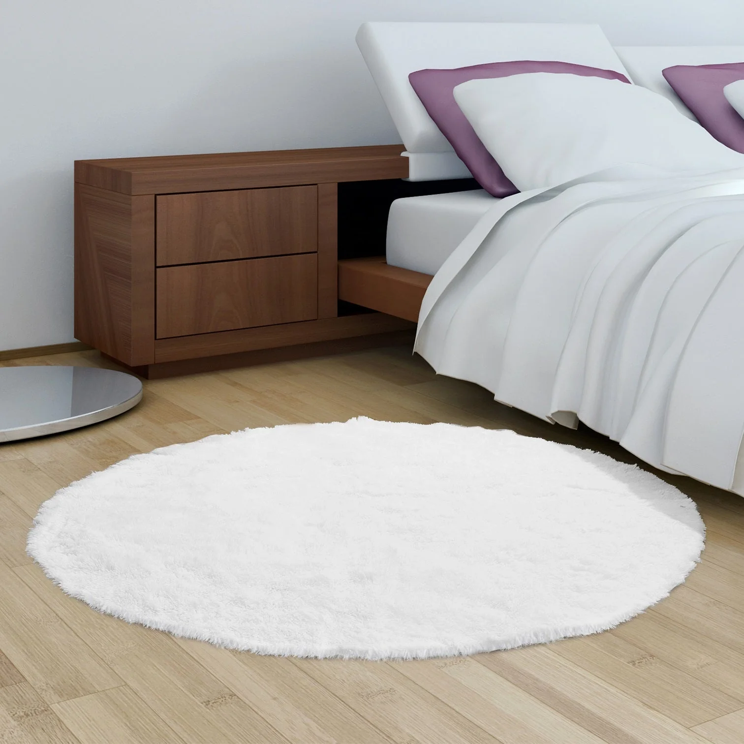 Cheer Collection Plush Shaggy Hair Area Fuzzy Rug - 5' Round - Image 8