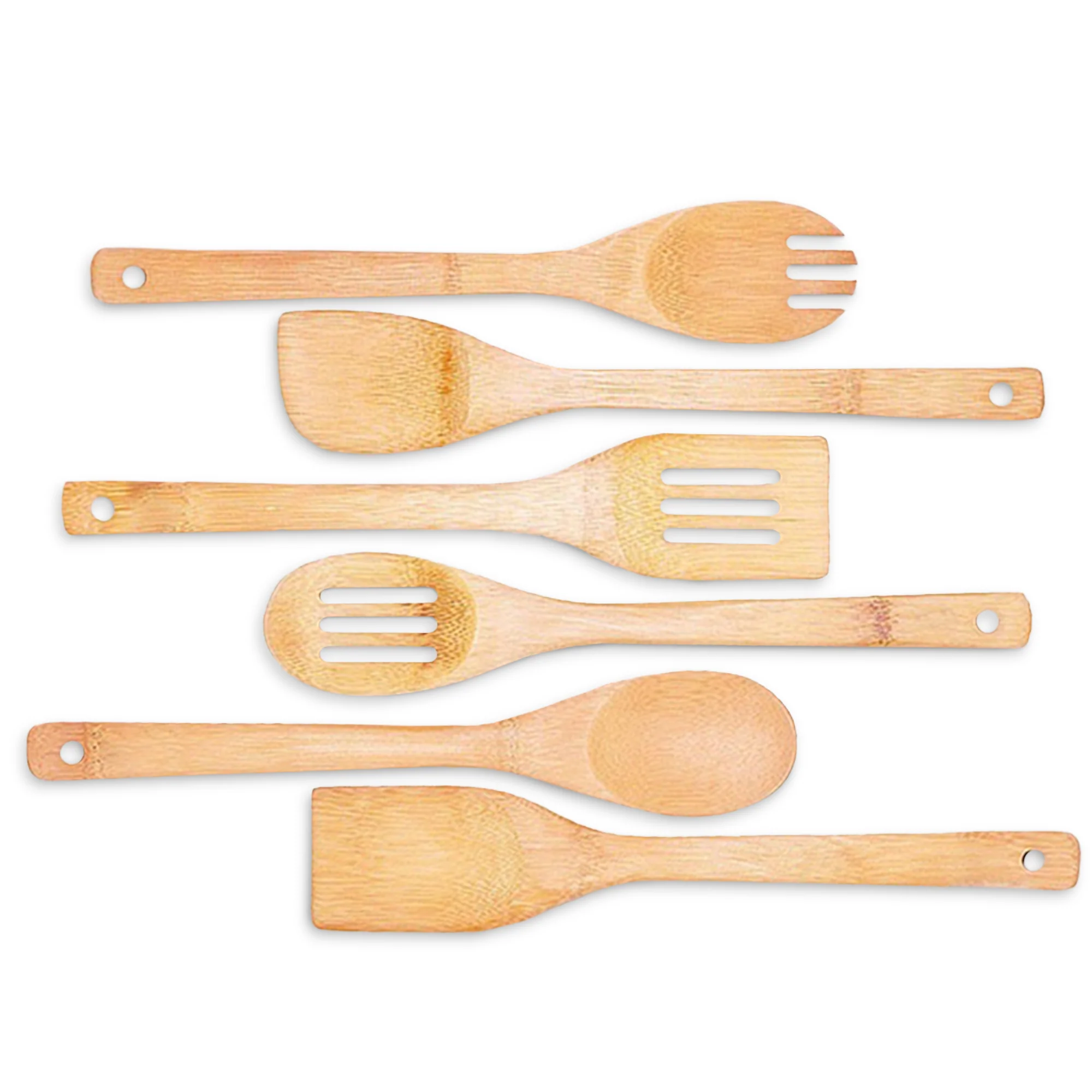 Cheer Collection Premium Bamboo Cooking Utensil Set – 6 Piece Non-Scratch Wooden Spatulas & Spoons for Kitchen - Image 3