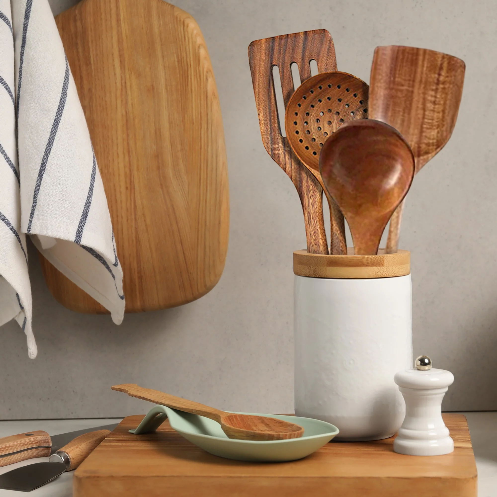 Cheer Collection Premium Teak Wood Spatula Set – Elegant 4-Piece Handcrafted Utensils for Effortless Cooking - Image 3