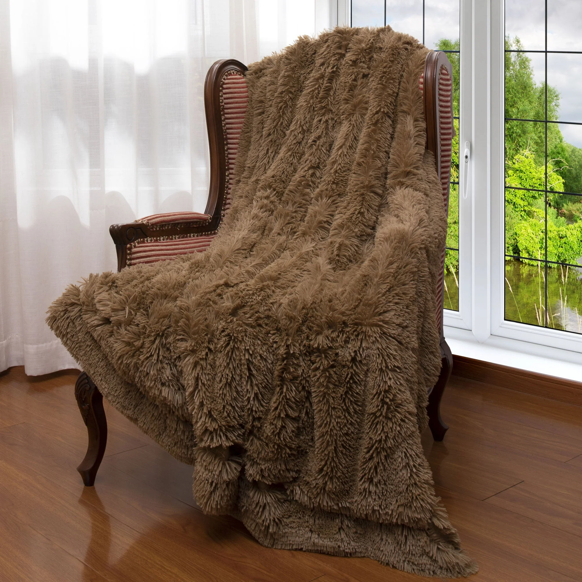 Cheer Collection Reversible Faux Fur Accent Throw Blanket - Image 19