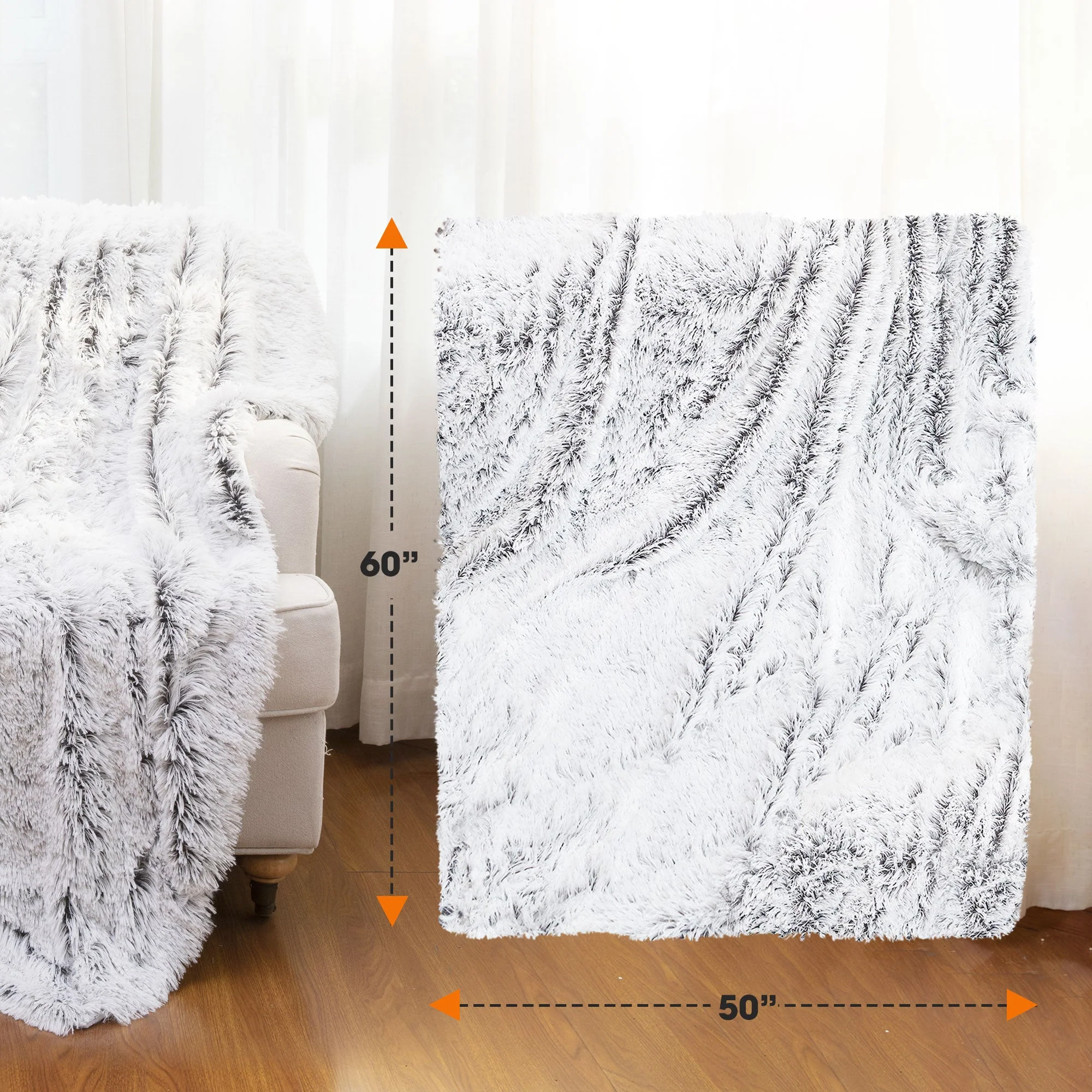 Cheer Collection Reversible Faux Fur Accent Throw Blanket - Image 27